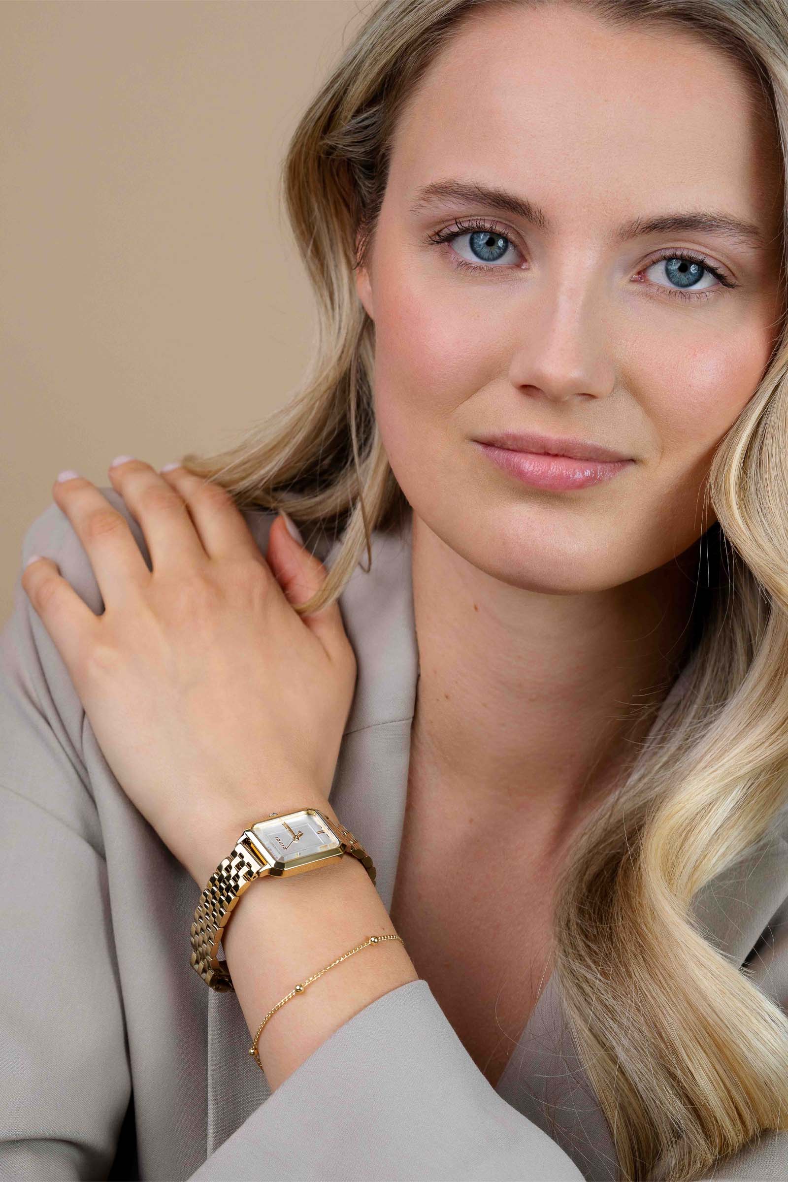 Zinzi Allure horloge 30mm gold/w.plt zilver/gd.band