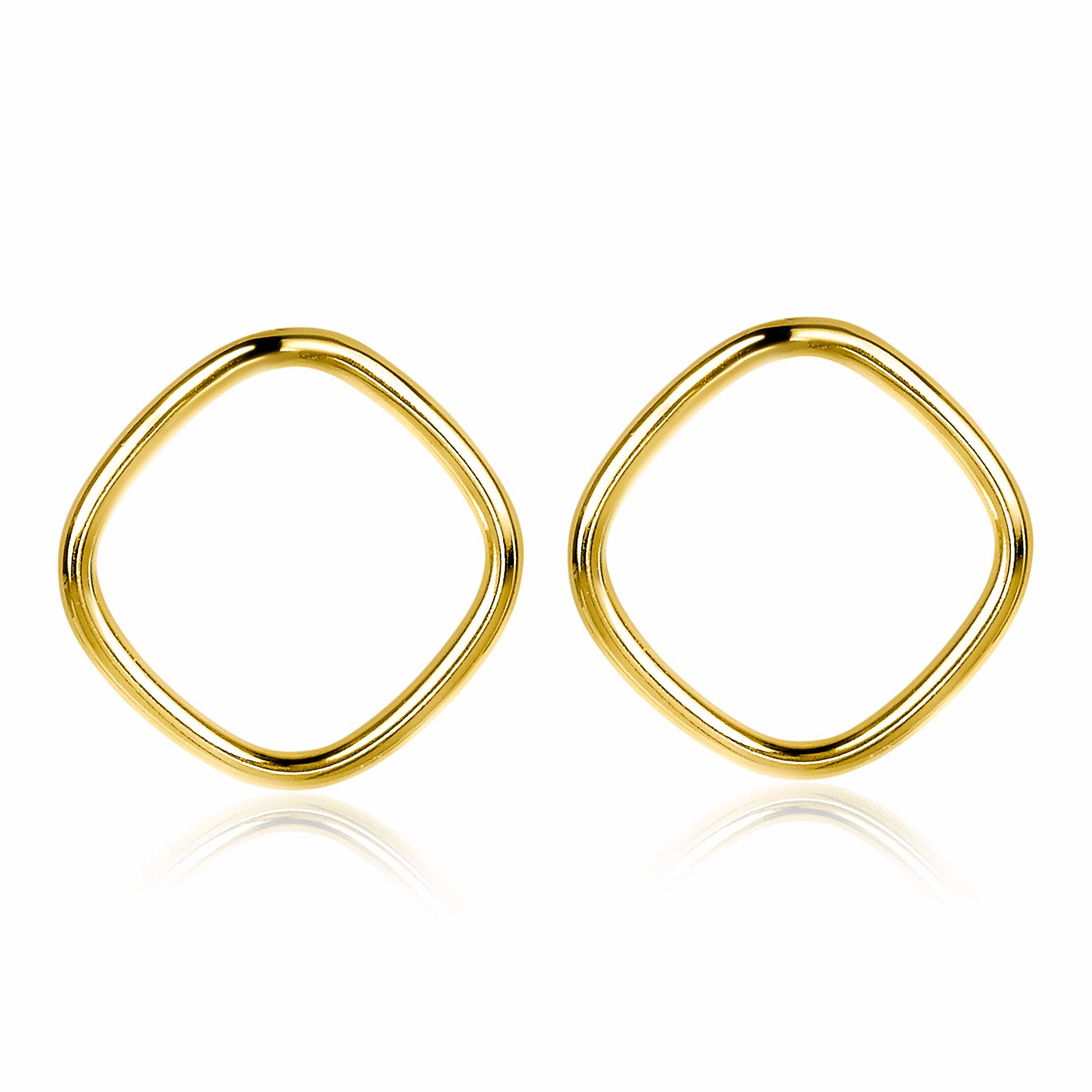 ZINZI silberne trendy Ohrstecker 14K gelb vergoldet 23mm quadratisch offen ZIO2094G