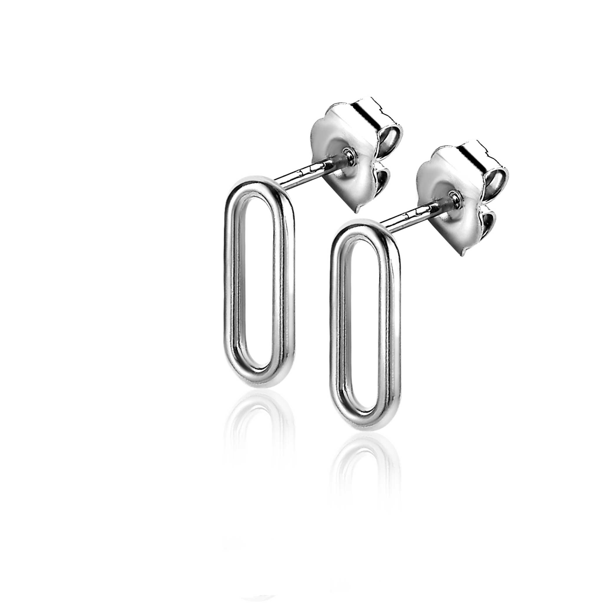 ZINZI silberne Ohrstecker 14mm oval glatt ZIO2210