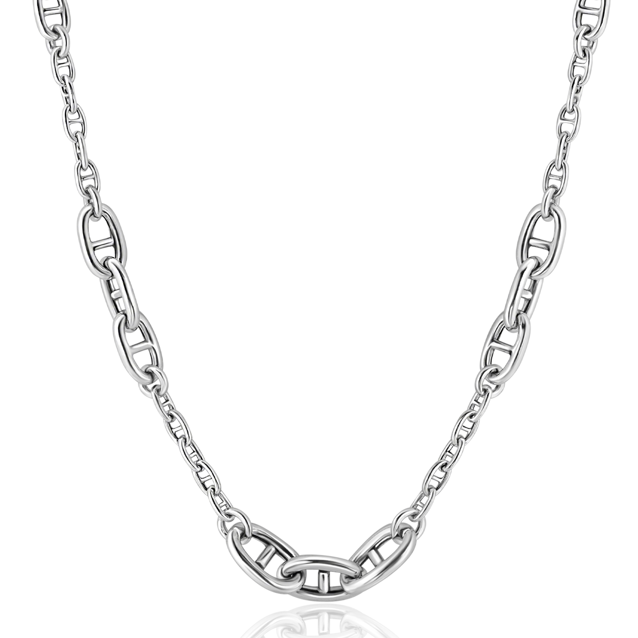 ZINZI zlv. collier fant.brede en smalle schakels 45cm