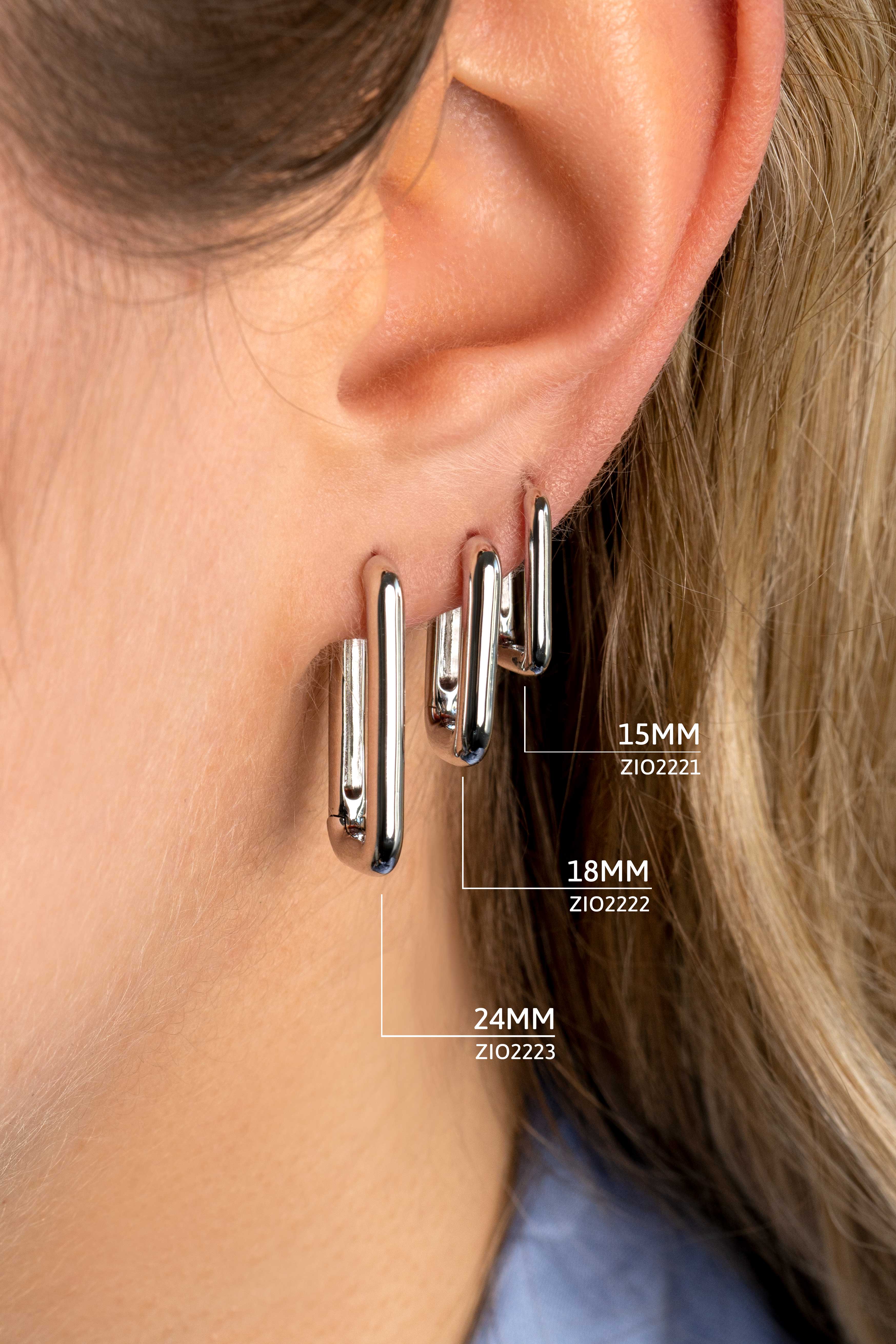 ZINZI silbernes Luxus Ohrringe 18x3mm ovale Form ZIO2222