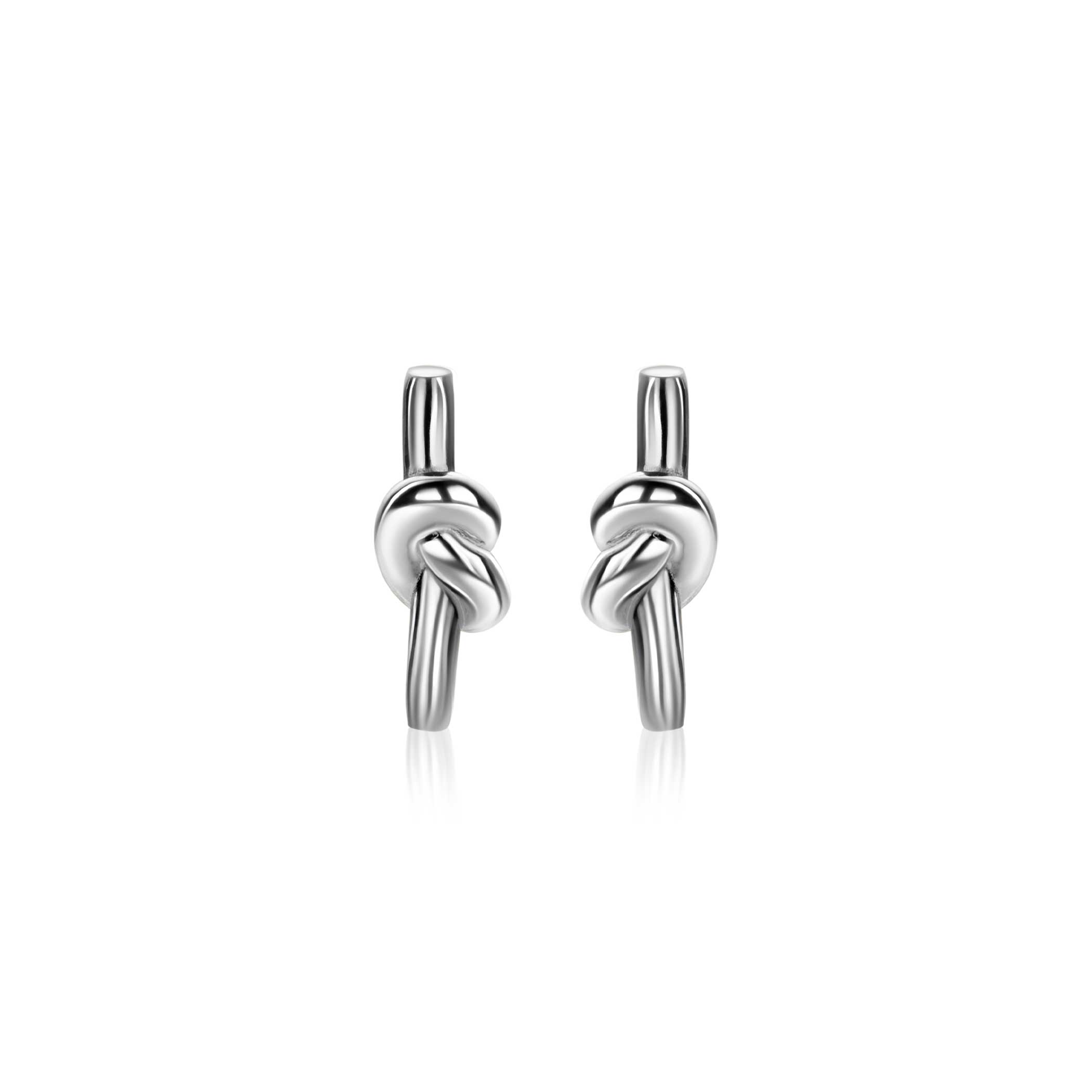 13mm ZINZI Silber Ohrstecker mit Stab und glänzendem Knoten ZIO2613