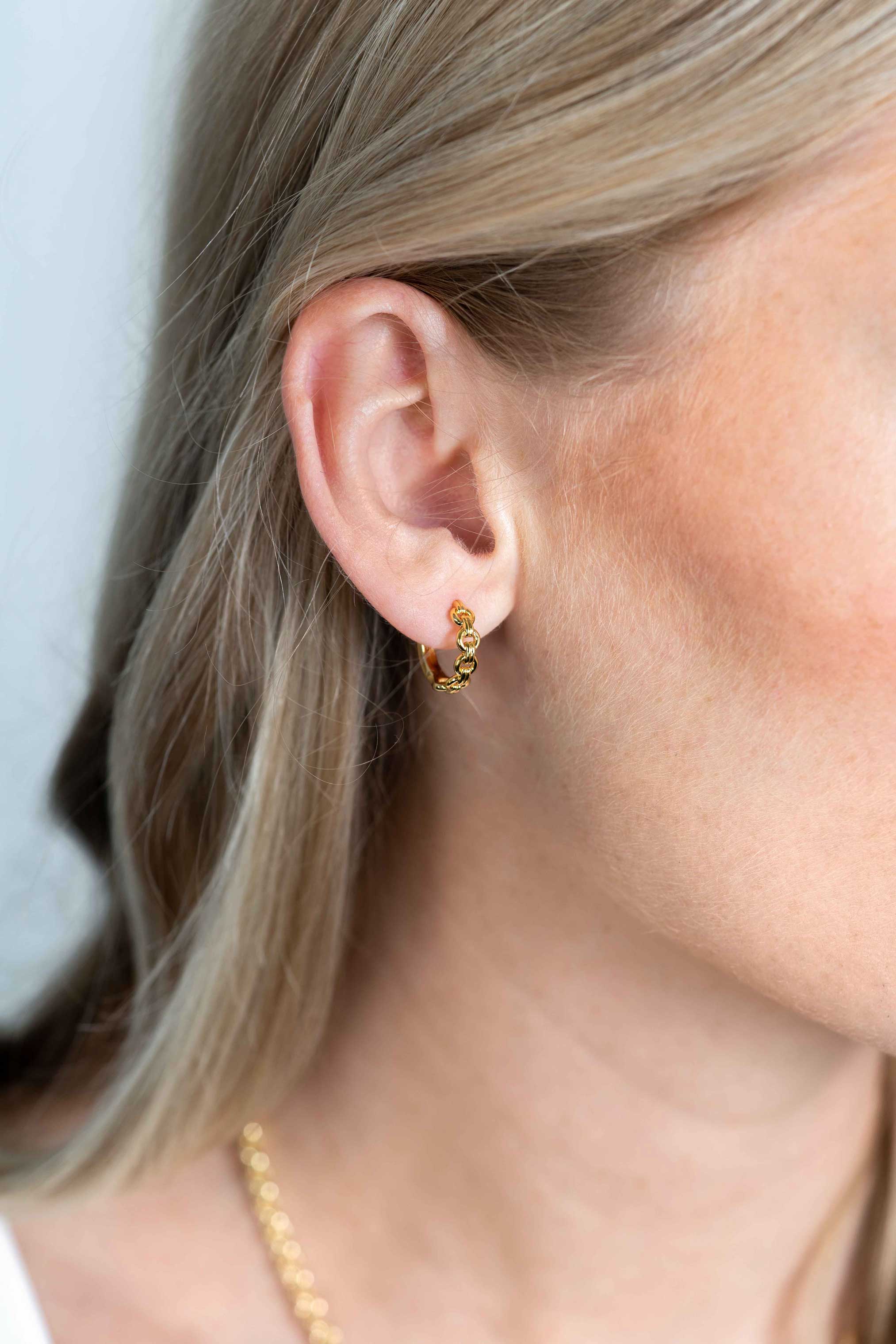 ZINZI silberne Ohrringe extra 14K gelbgold runde Glieder 15x4mm ZIO2239G