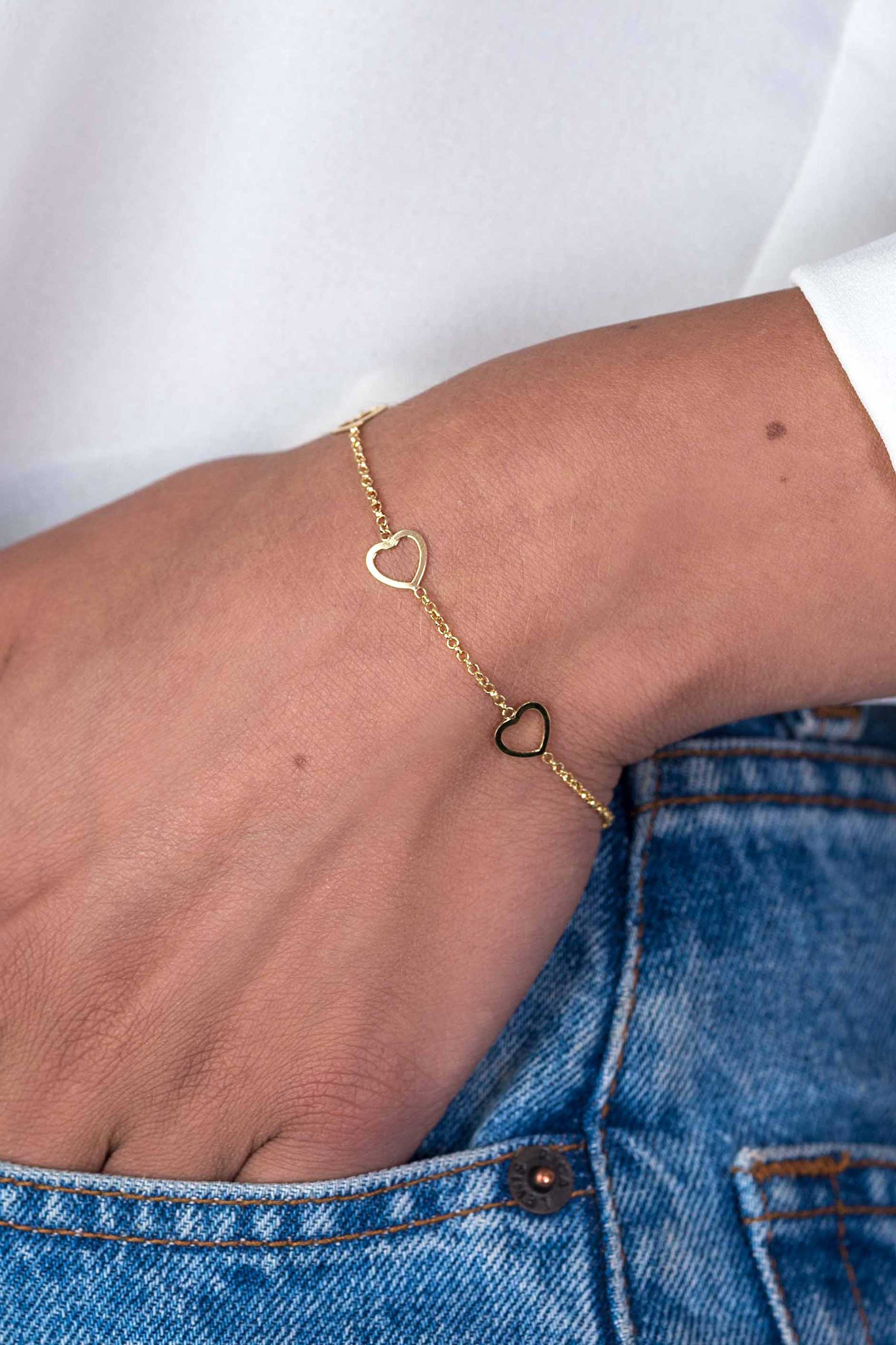 ZINZI silbernes Armband gelb vergoldet Herz 17-20cm ZIA1188G