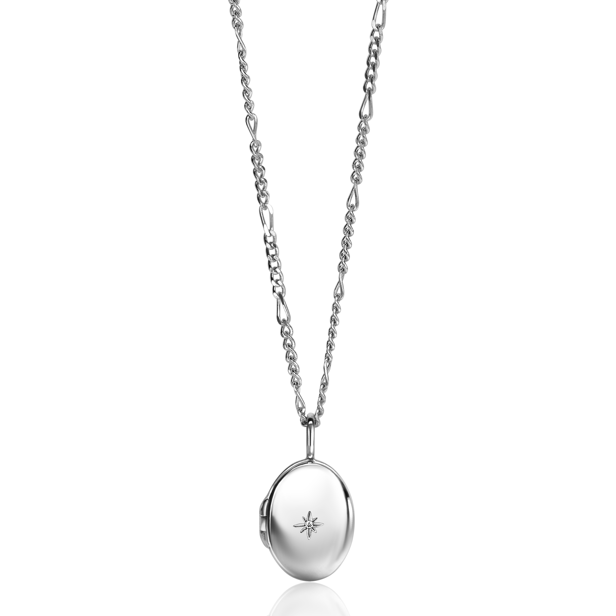 ZINZI zlv.hanger medaillon ovaal met zirconia 15mm