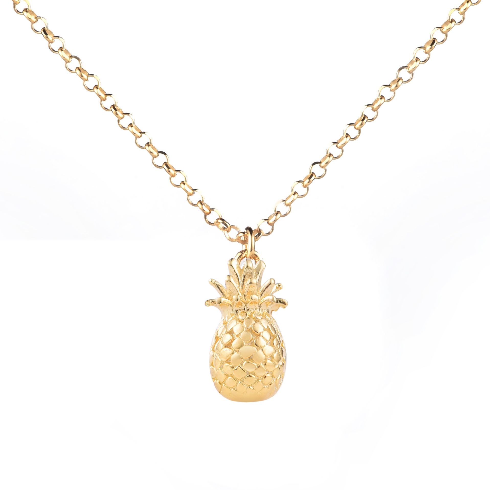 ZINZI silberne Kette gelb vergoldet Ananas 42-45cm ZIC1699G