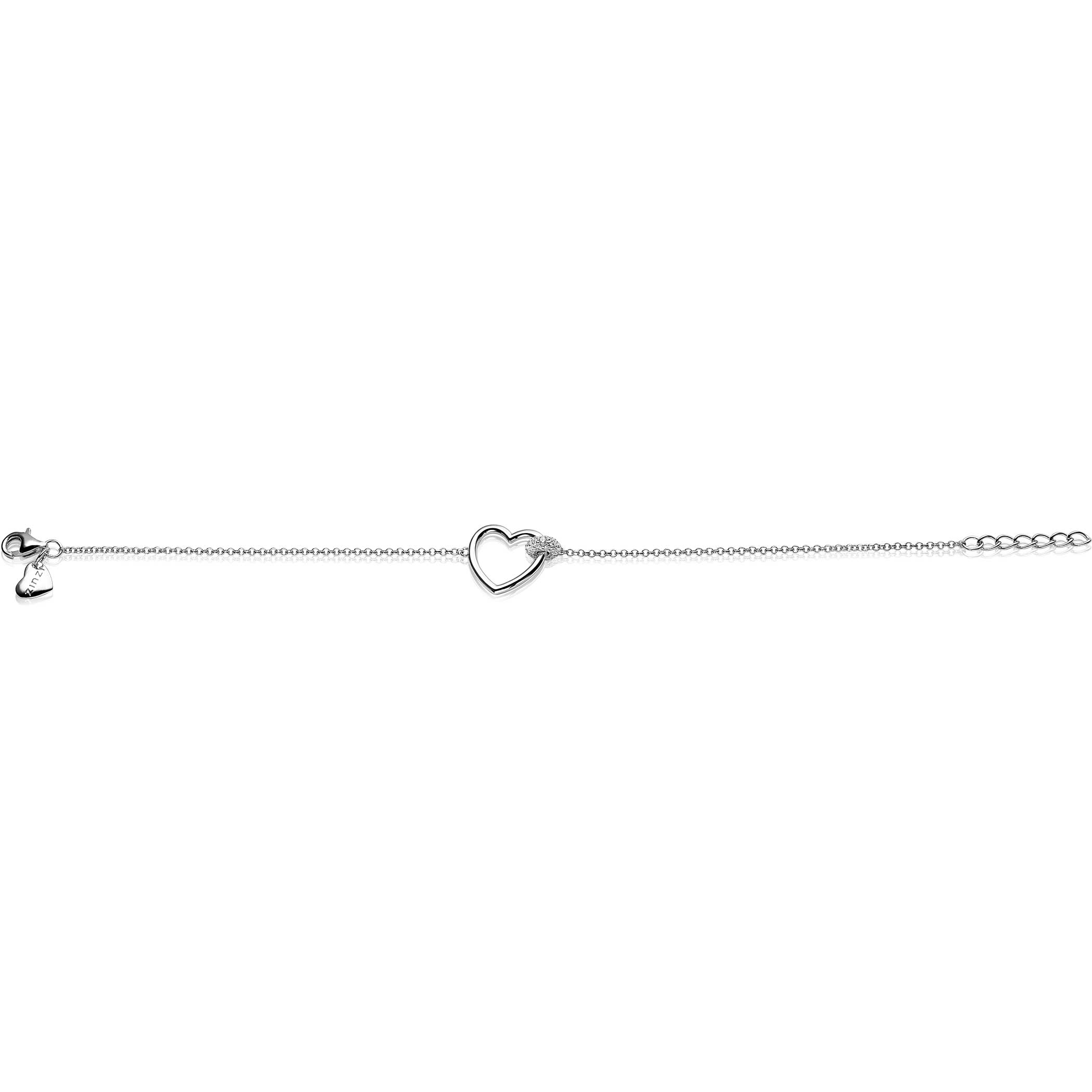 ZINZI silbernes Armband Herz Kugel  weiß ZIA1755