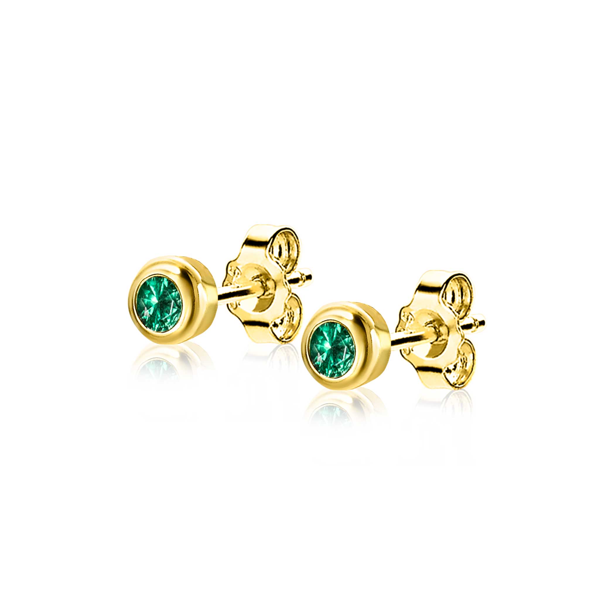 ZINZI zlv. oorknopjes gg.verg.birthstones smaragd cz