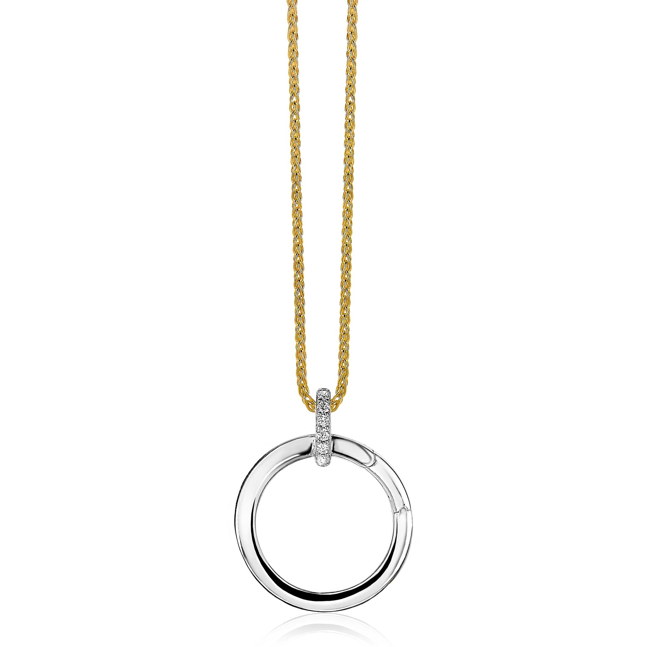 ZINZI silberner runder Anhänger 21mm mit geschlossenem Ring weiß ZIH2061