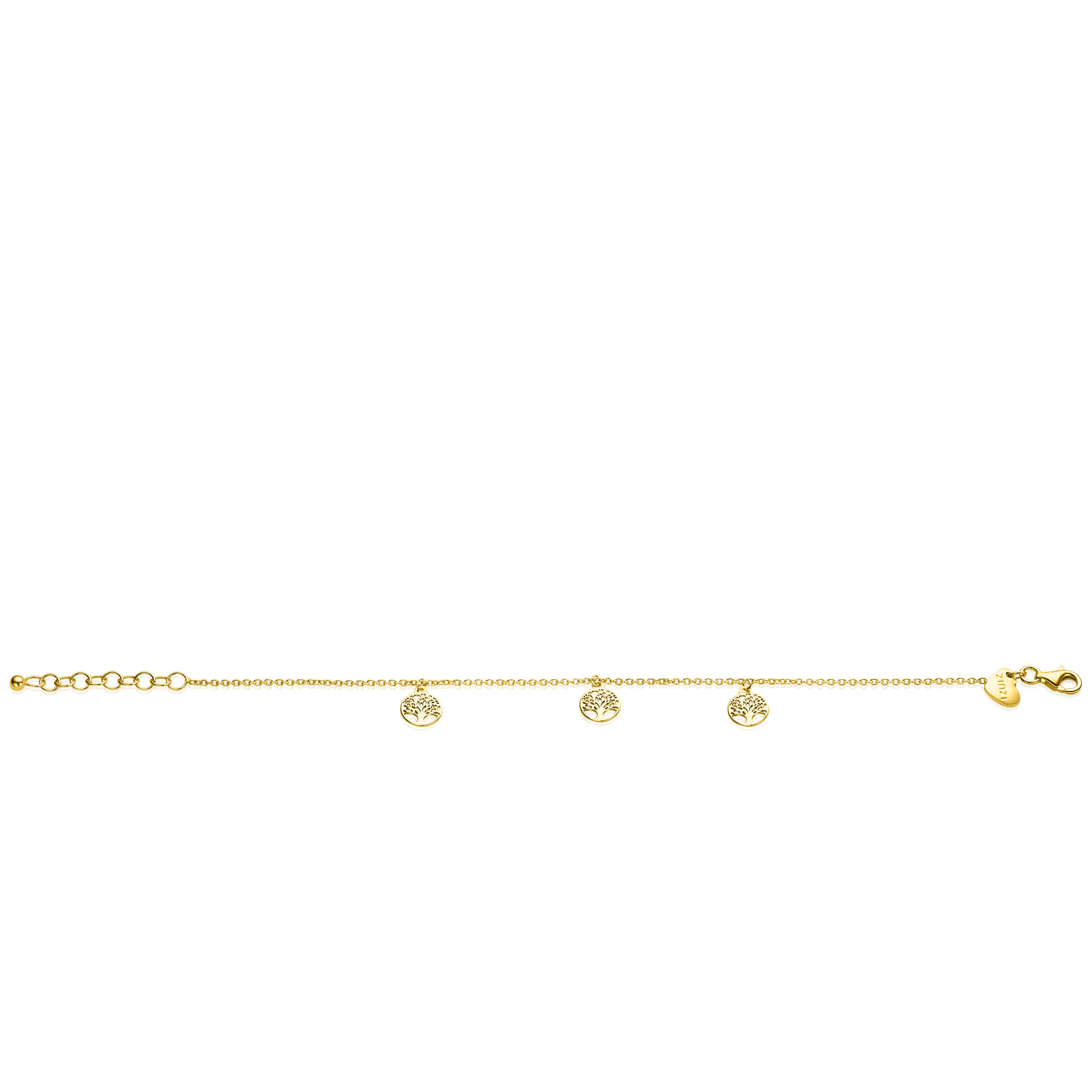 ZINZI zlv.armband gg.verg.met 3x bedel levensboom