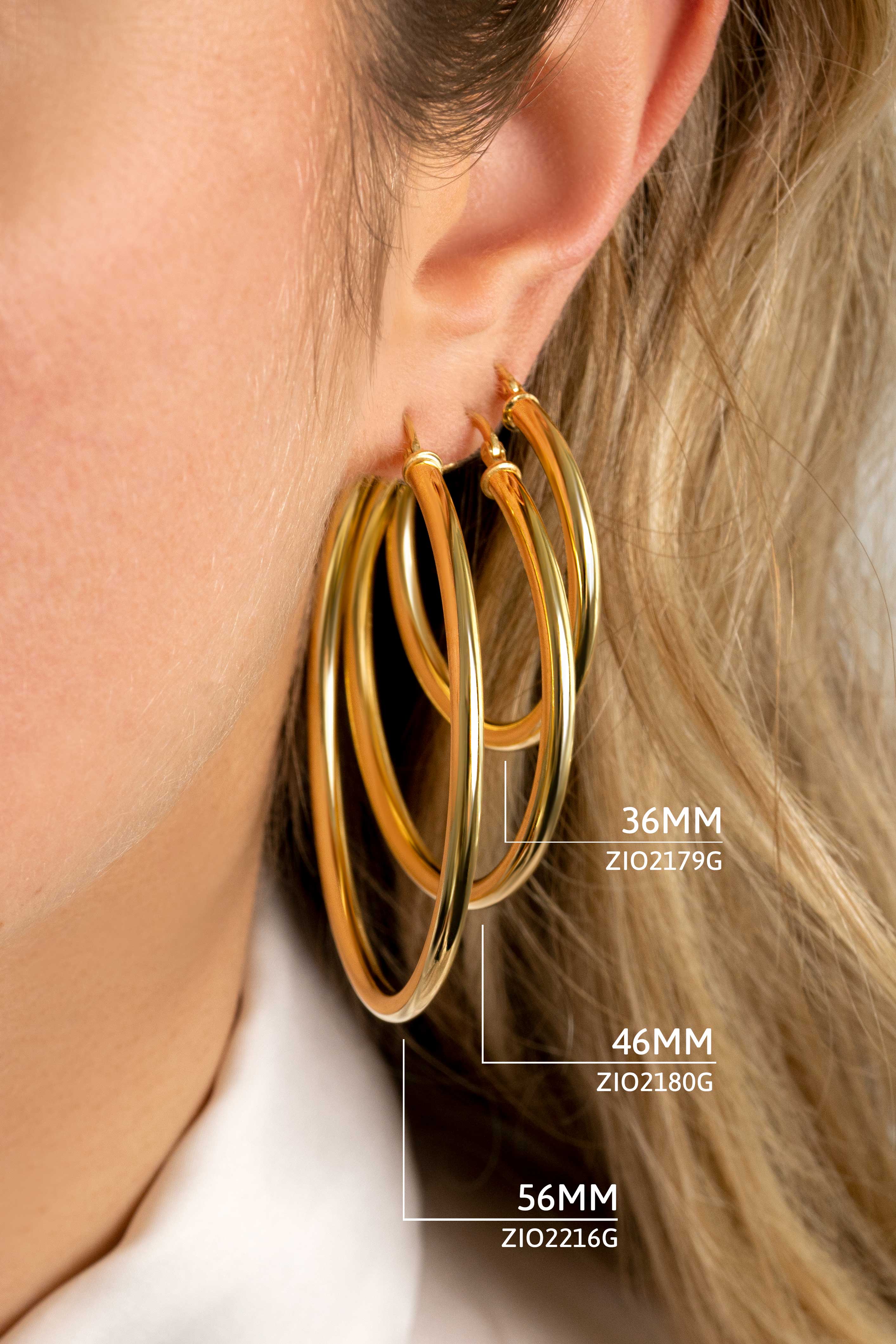 ZINZI silberne Ohrringe 14K gelb vergoldet 36x3mm rund ZIO2179G