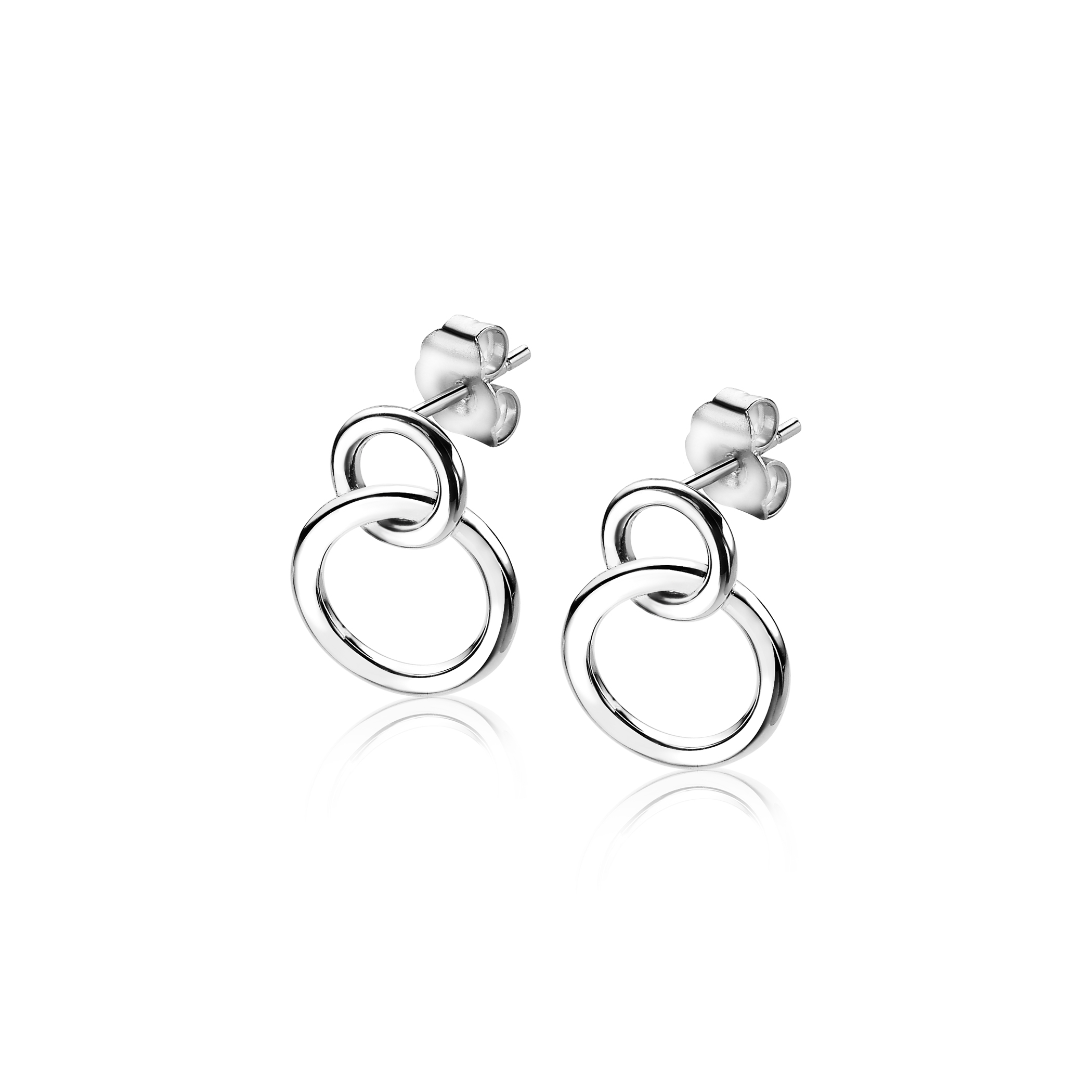ZINZI silberne Ohrstecker 2 runde Formen ineineander ZIO1278