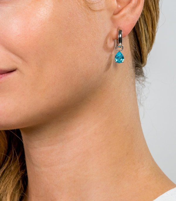 ZINZI silberne Ohrhänger birnenförmig blau ZICH1302B