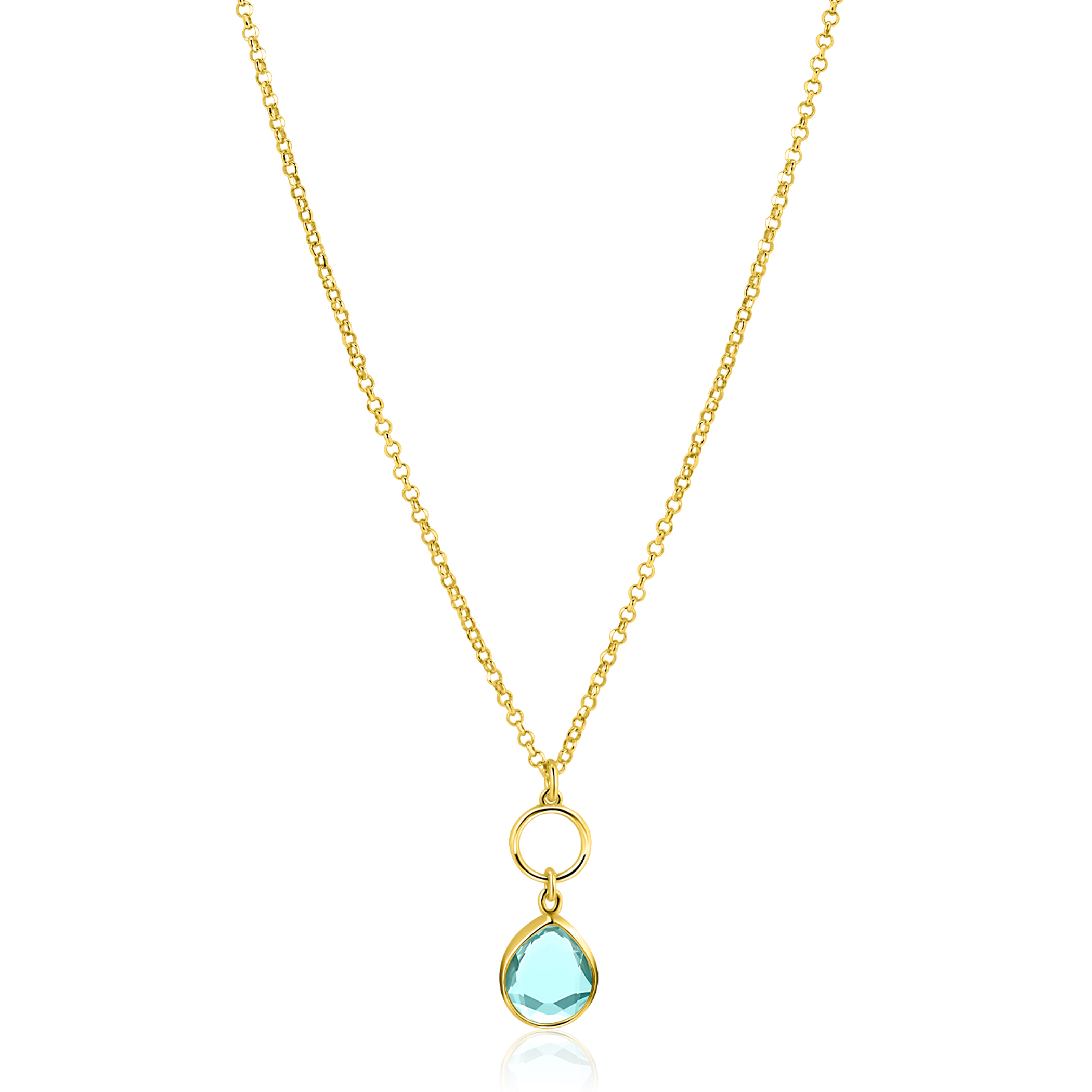 ZINZI zlv. collier gg.verg. turq. peer en rondje