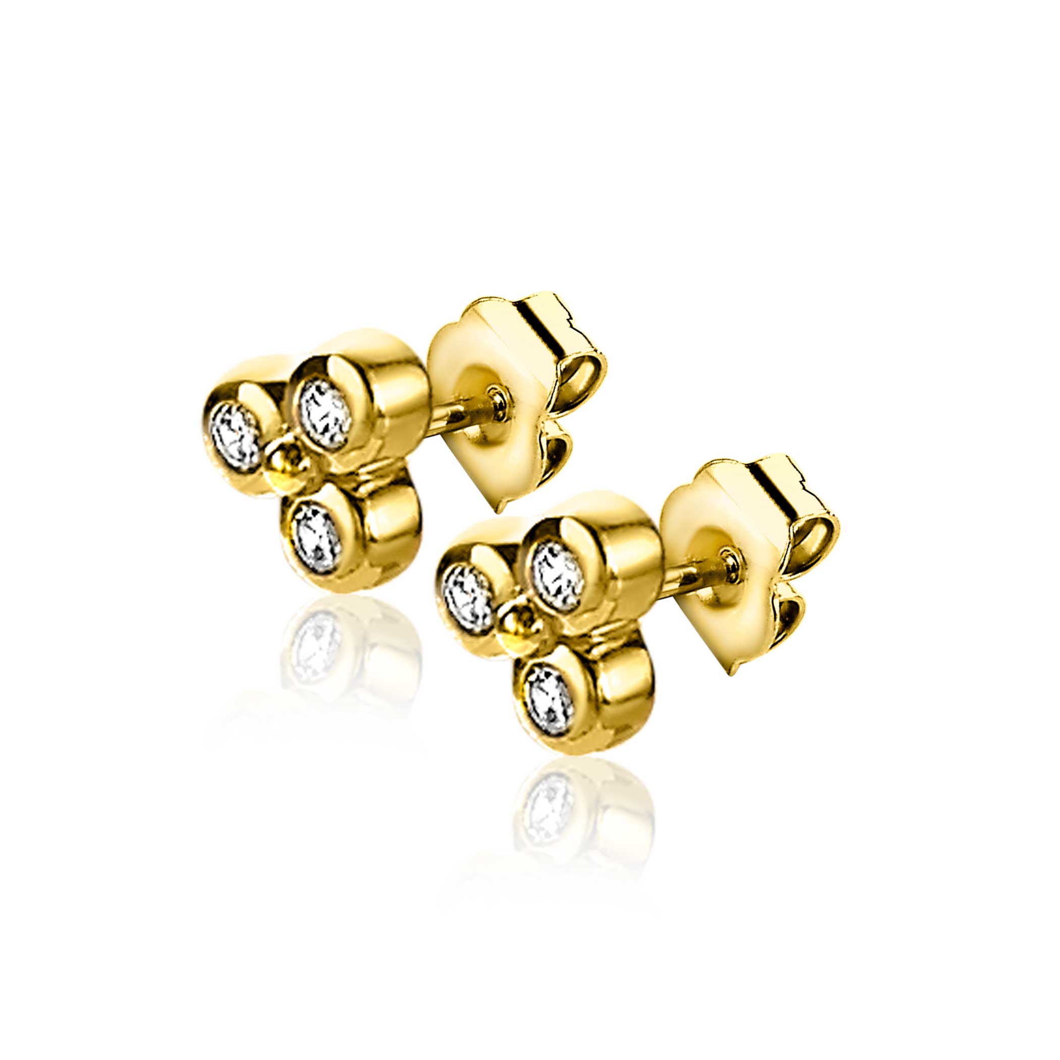 ZINZI silberne Ohrstecker 14K gelb vergoldet Kugel  weiße Zirkonia ZIO2174G