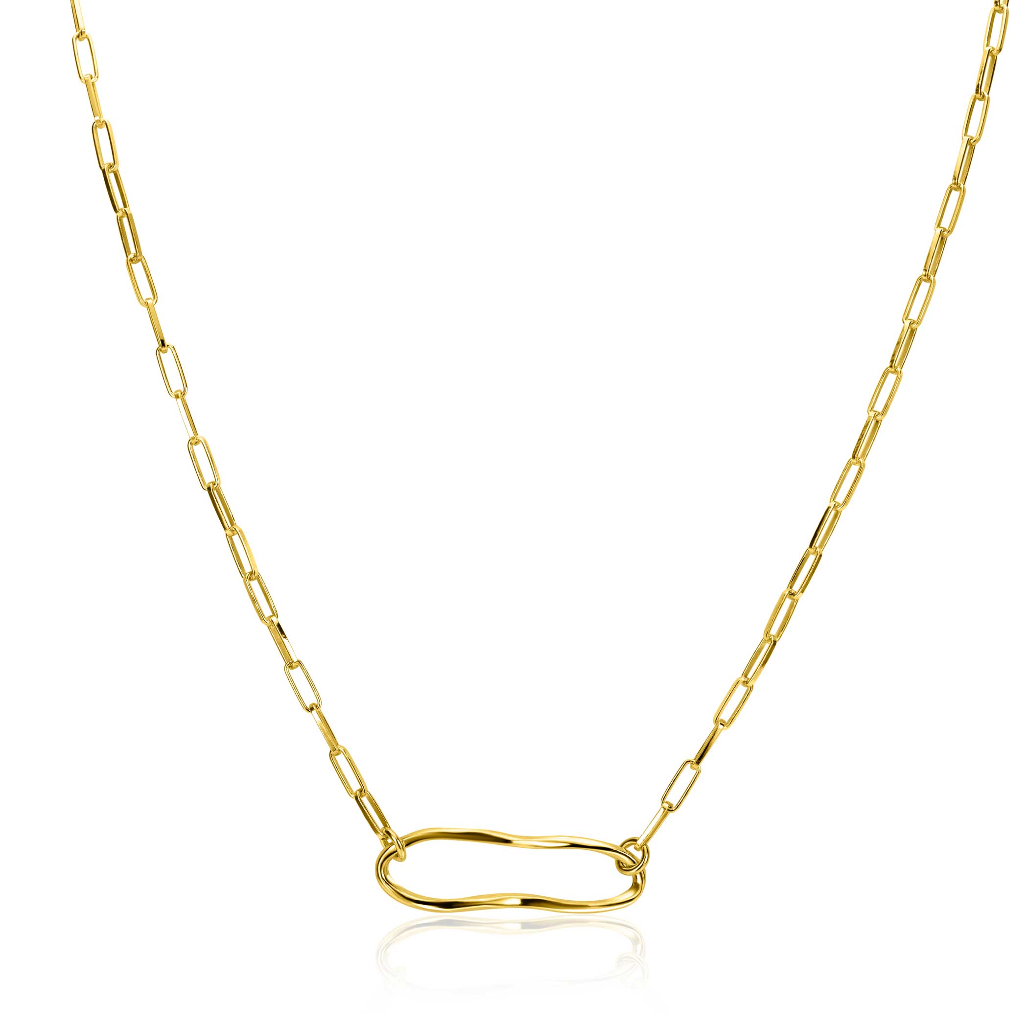 ZINZI vergoldete Silber-Paperclip-Kette mit organisch geformtem Oval 41-45cm ZIC-BF107