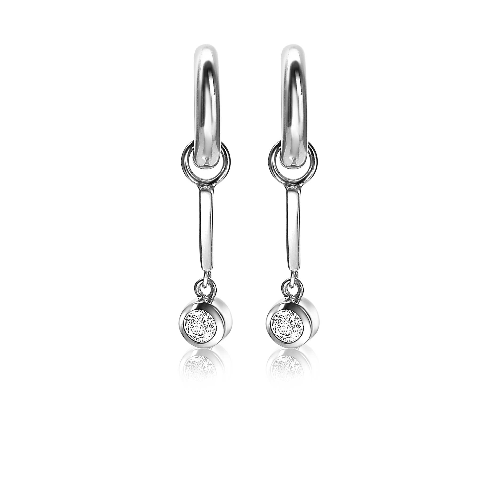 ZINZI silberne Ohrhänger Stab 19mm  weiße Zirkonia Charm ZICH1953