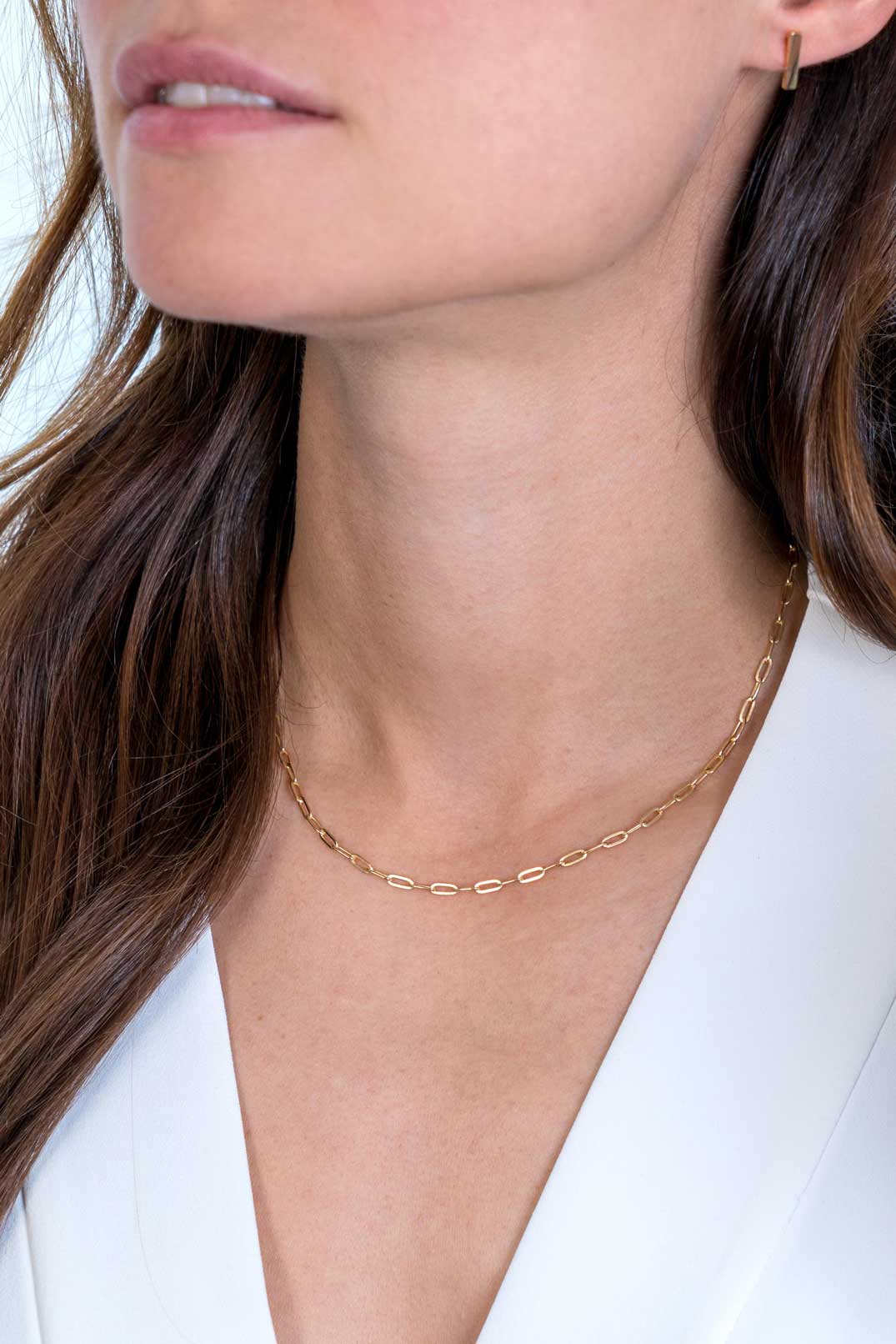 ZINZI silberne Kette 14K gelb vergoldet paperclip Glieder 2,7mm breit 45cm ZIC2150G