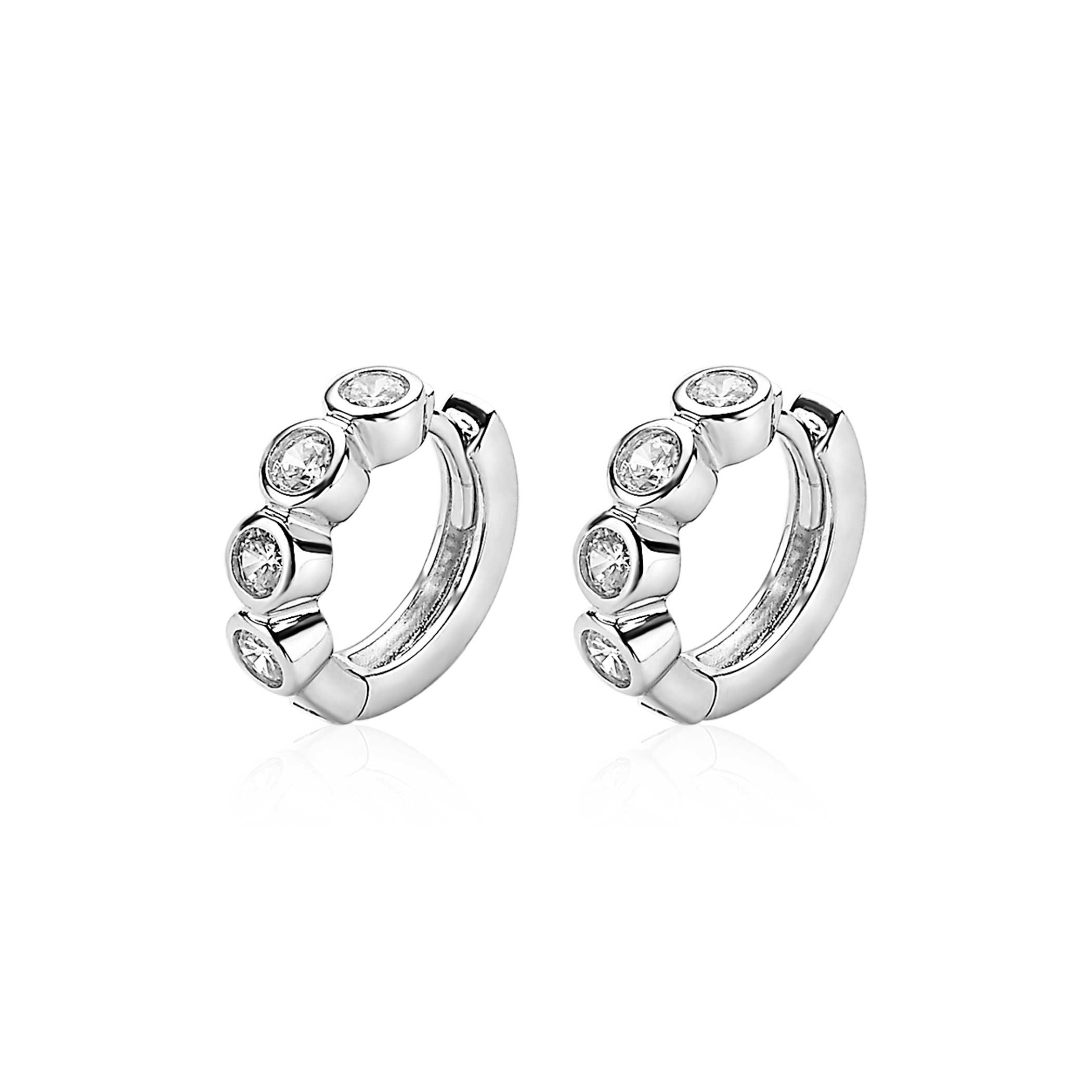 ZINZI silberne Ohrringe rund  weiß 15 x 4mm ZIO1838