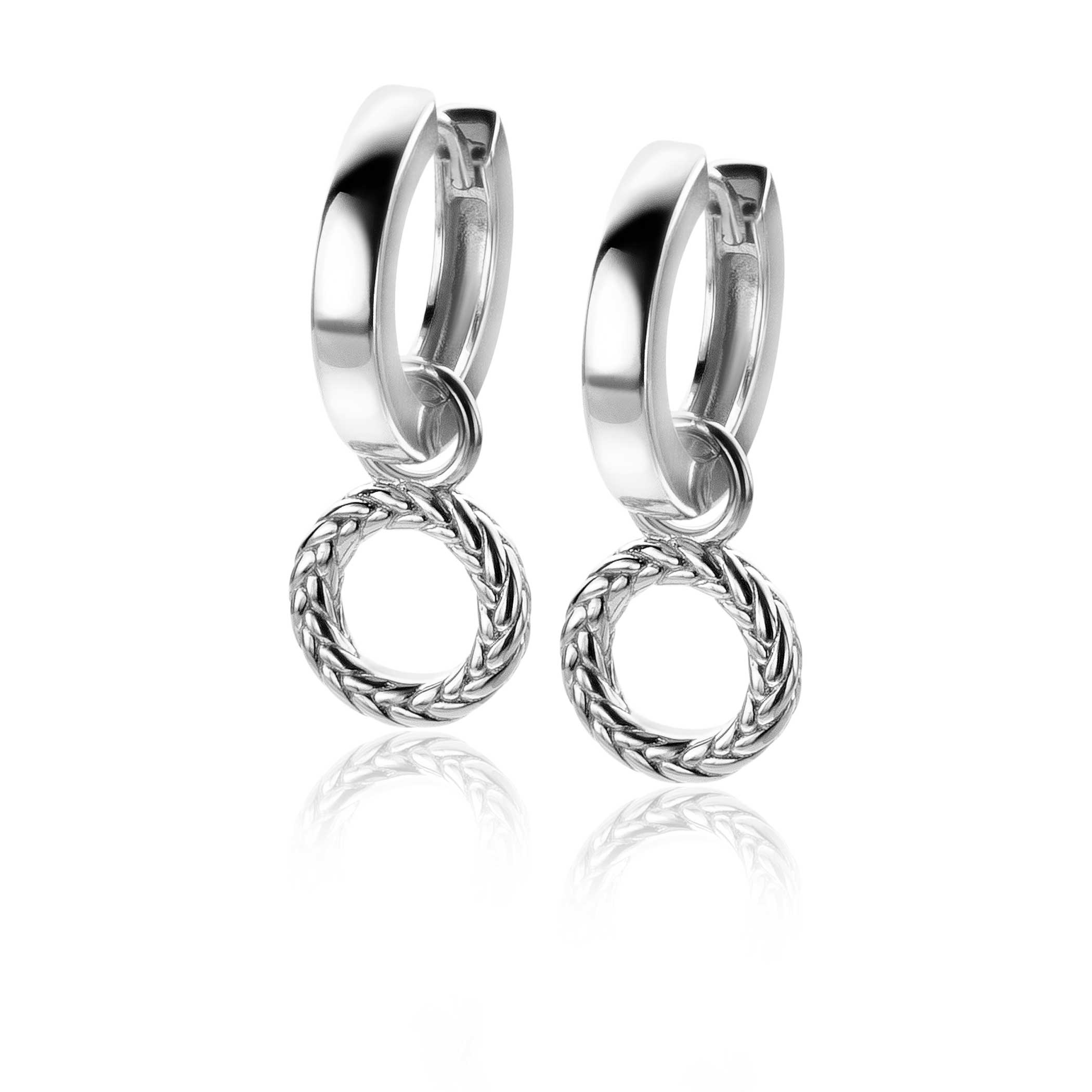 ZINZI silberne Ohranhänger rund mit Kordeleffekt 10mm ZICH2246