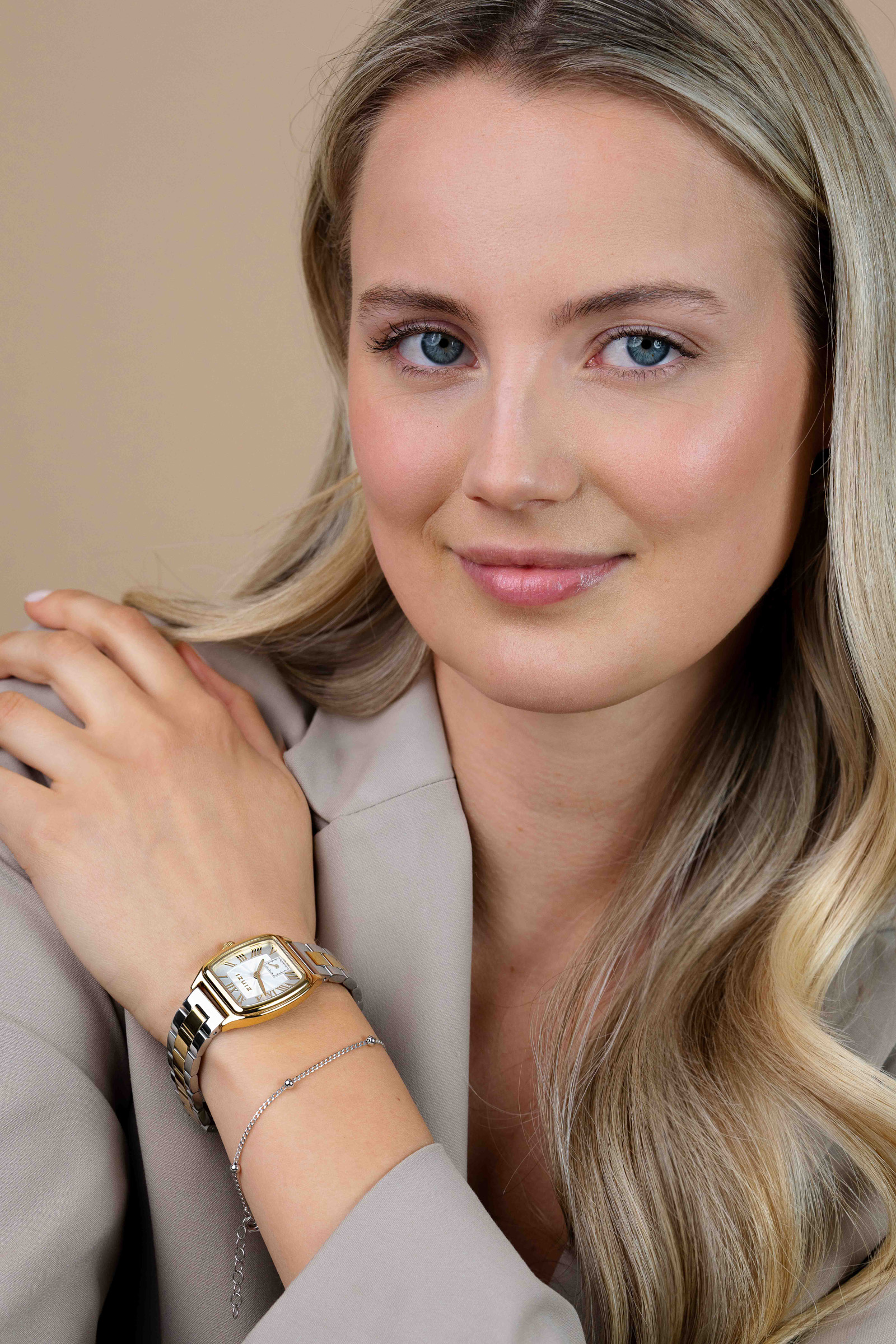 Zinzi horloge 26mm zilv.w.plaat bic.stln.band