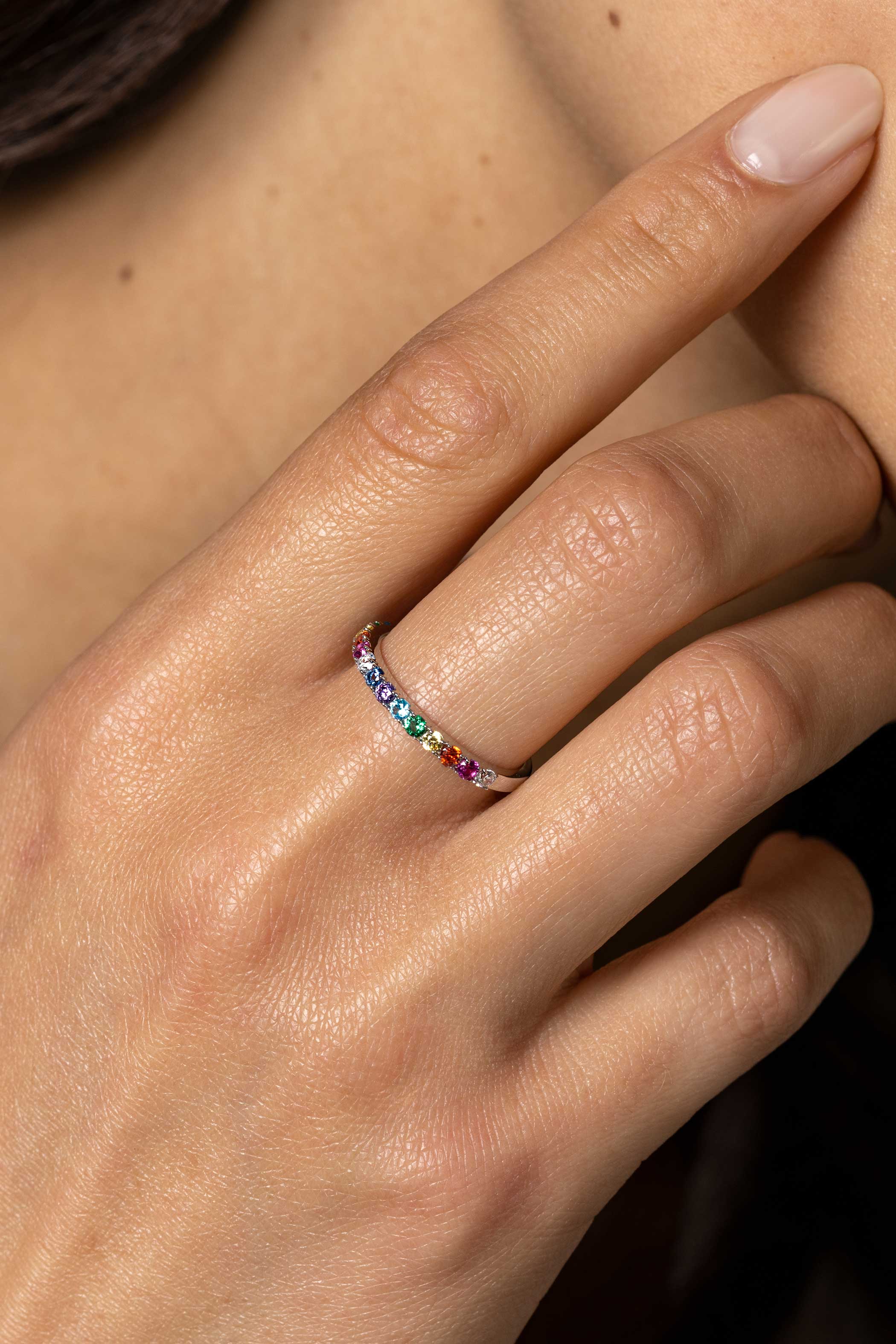 ZINZI zlv. aanschuifring rainbow 2mm mt. 60