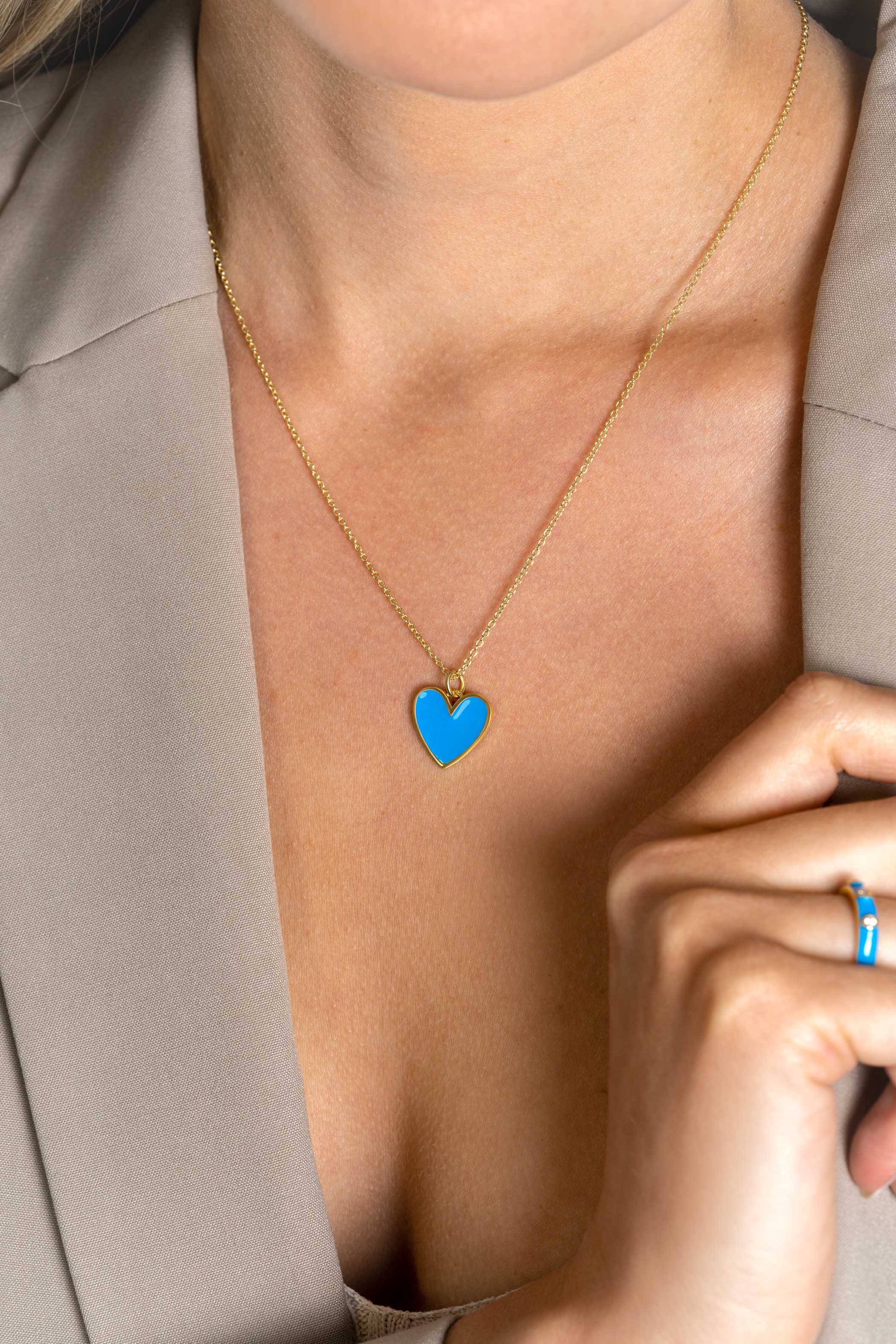 ZINZI zlv. hanger hart geel verguld blauw