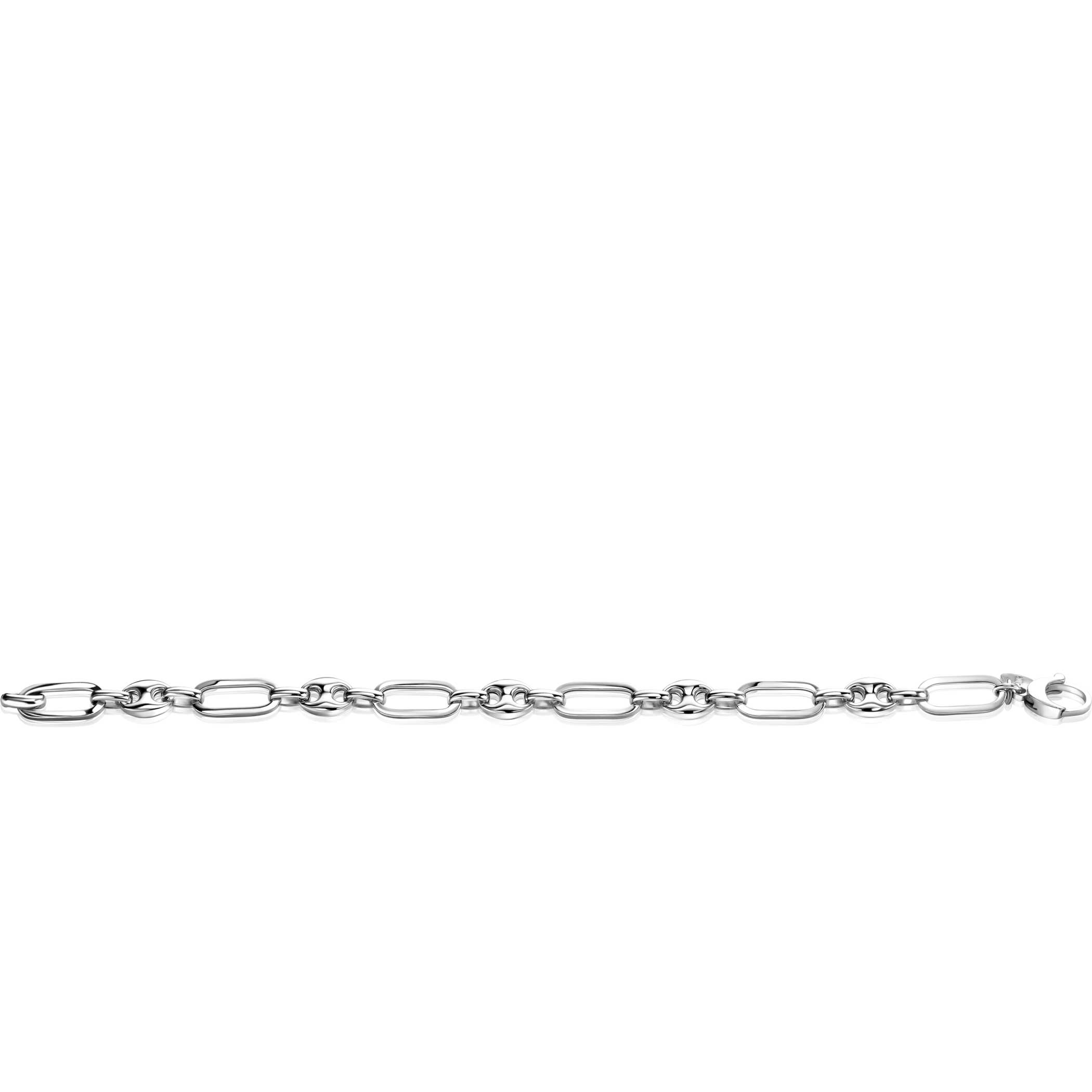 ZINZI zlv. armband paperclip/koffieboon schakels