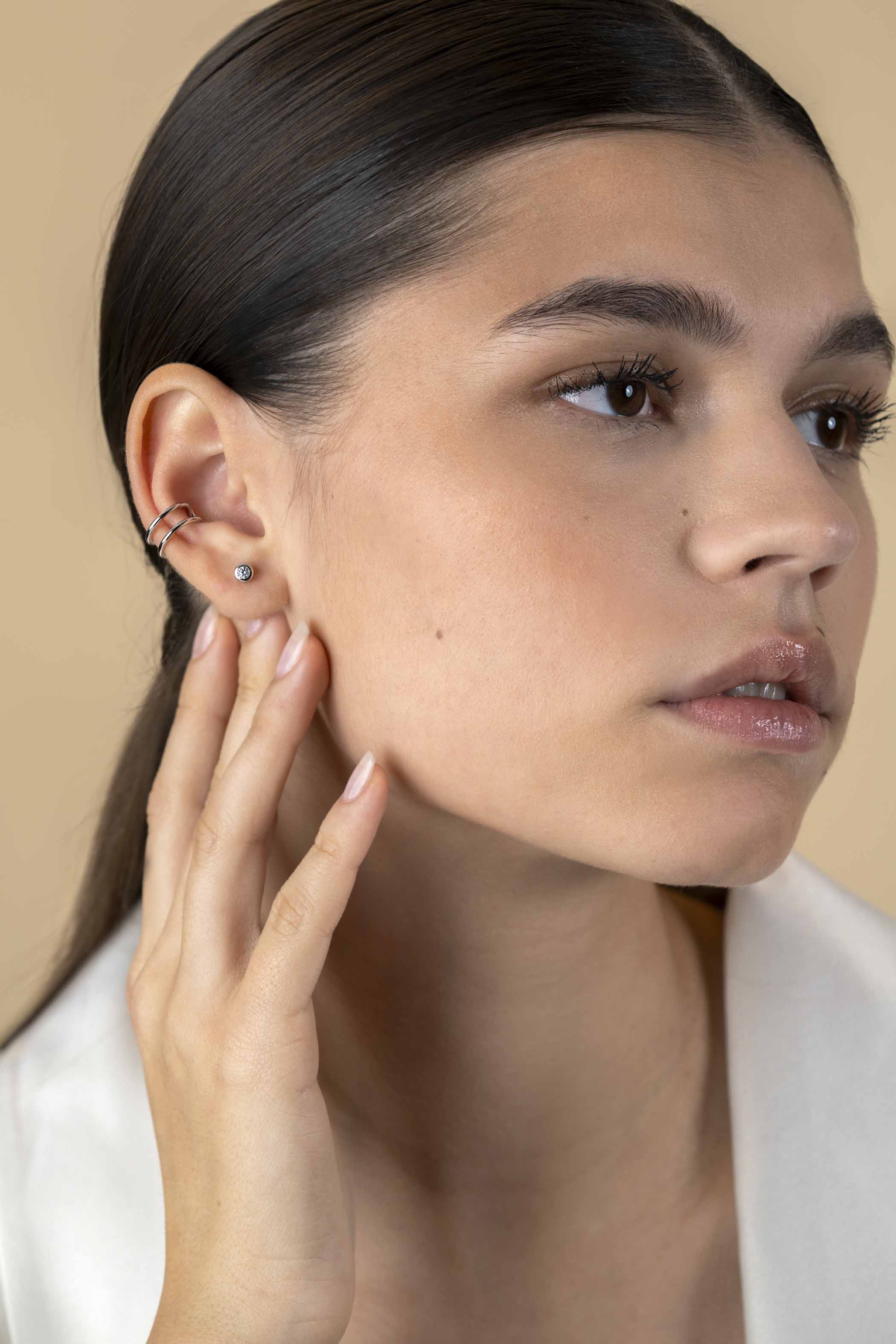 ZINZI zlv. earcuff dubbel glad