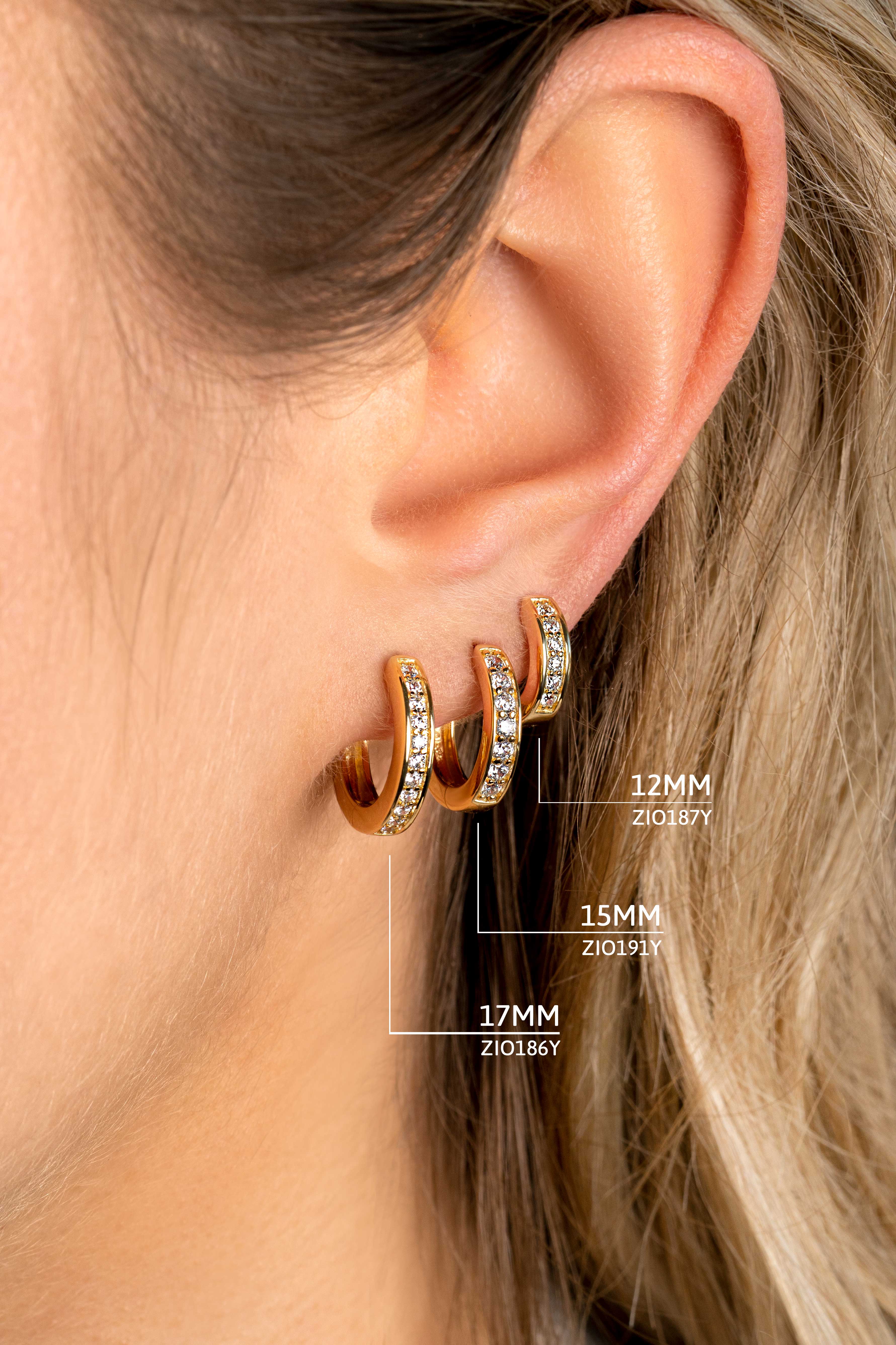 ZINZI silberne Ohrringe gelbvergoldet 15 x 3mm  weiß ZIO191Y
