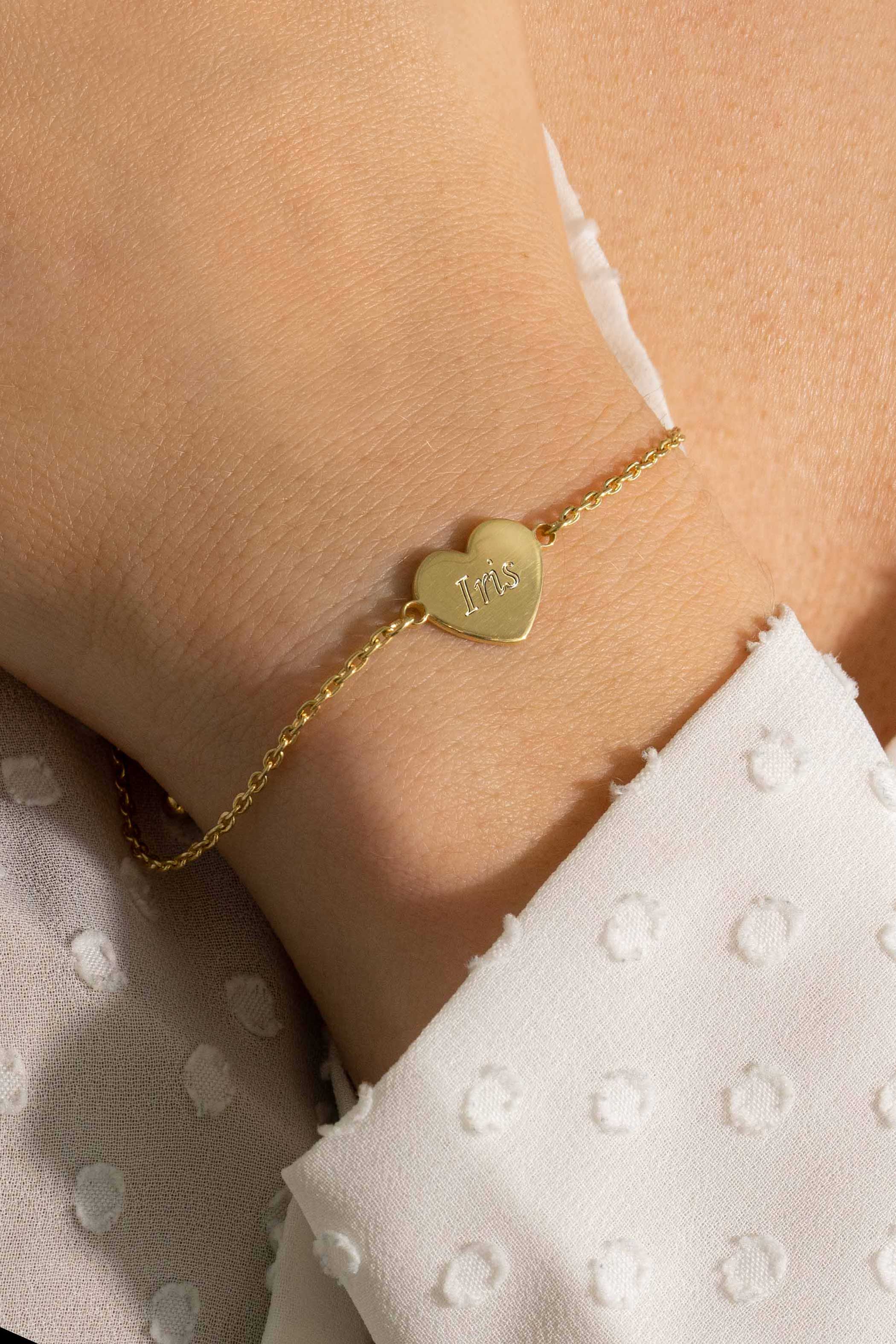 ZINZI zlv. armband geel verguld met hart plaatje