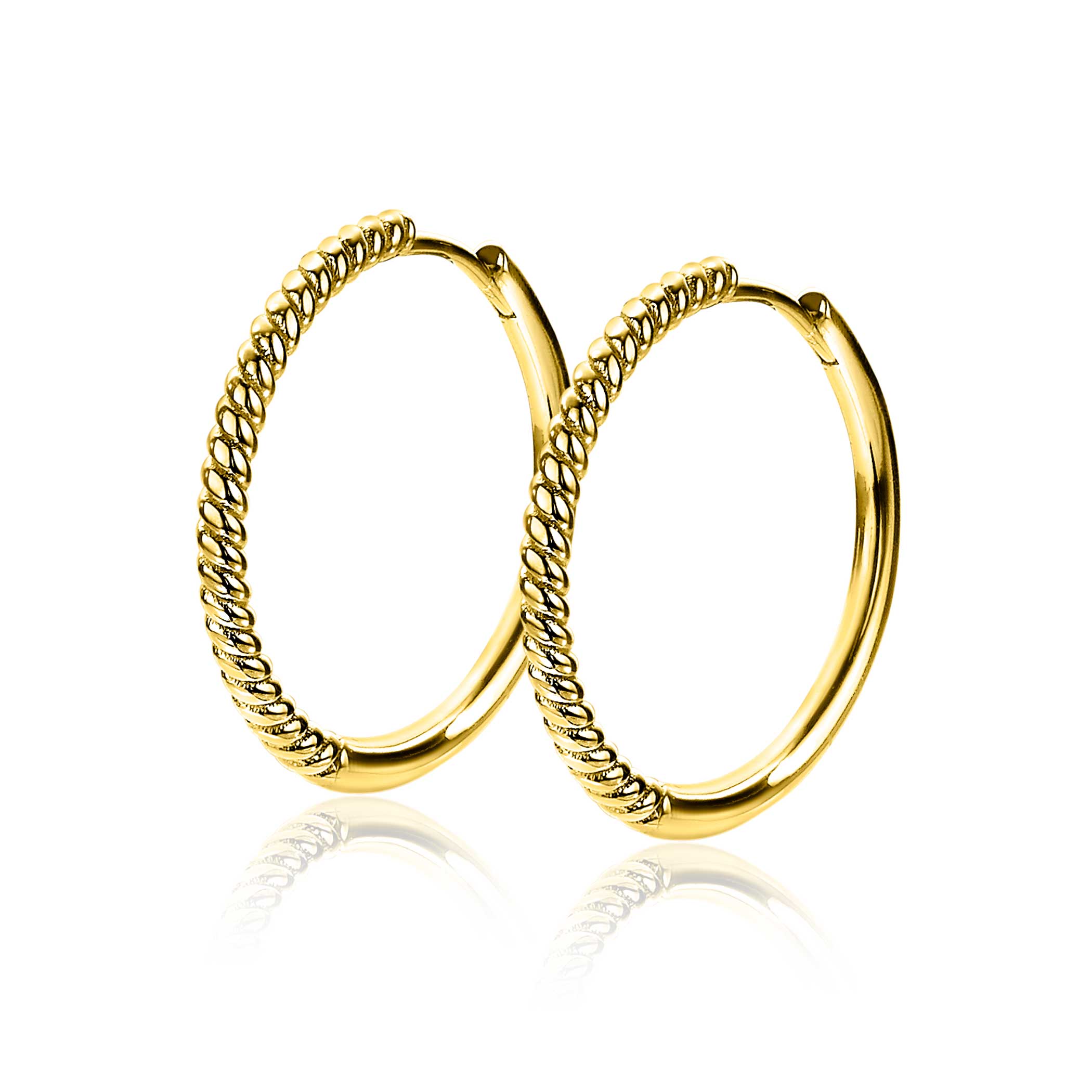 ZINZI silberne Ohrringe 14K gelbvergoldet gedreht Motiv 25 x 2mm ZIO2129G