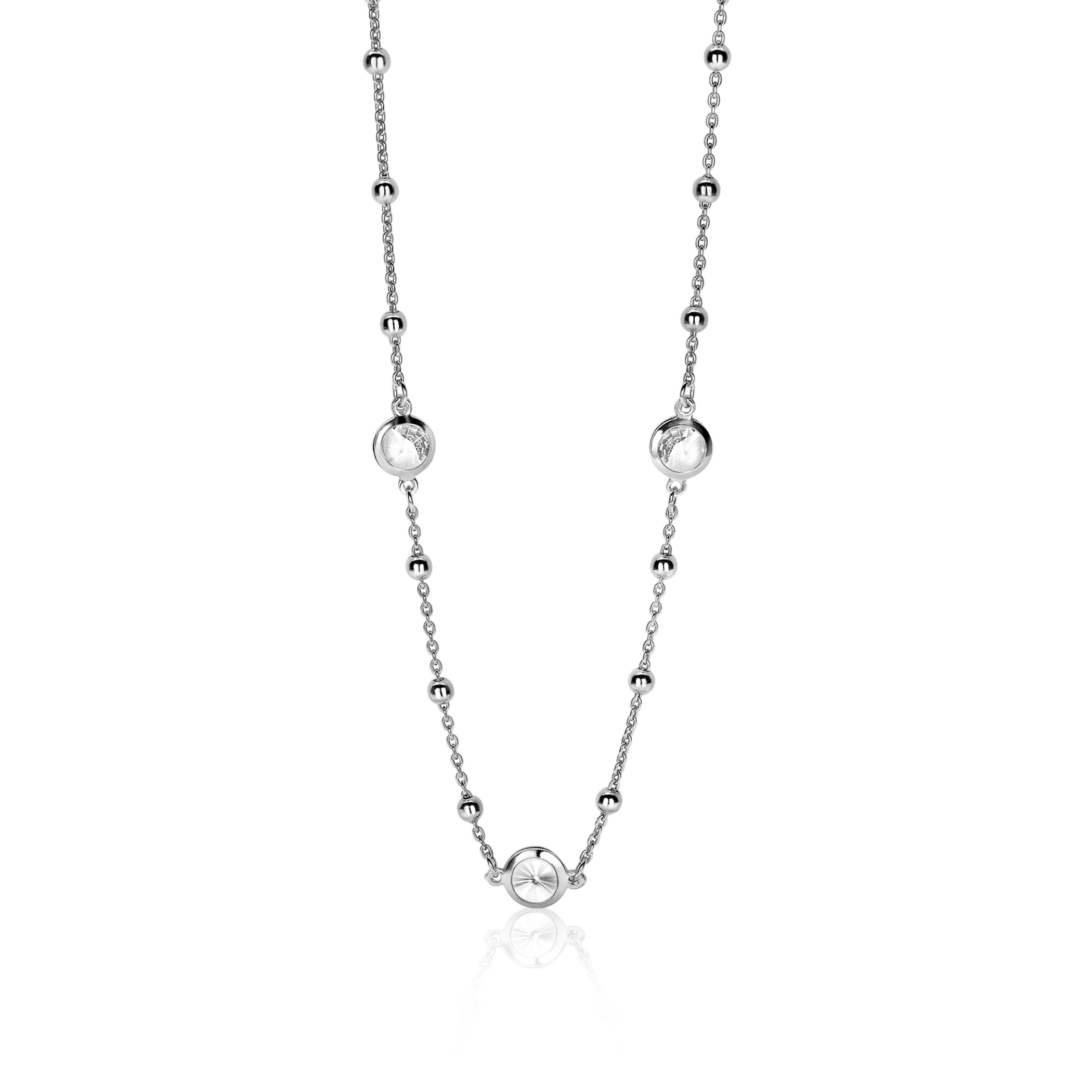 ZINZI silberne Fantasie Kette rund weiß 45cm ZIC1550