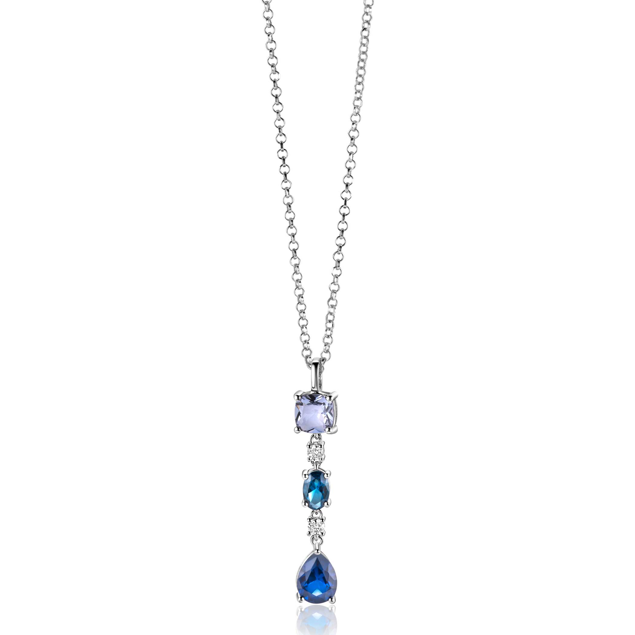 ZINZI zlv. hanger blauw tinten en zirconia's