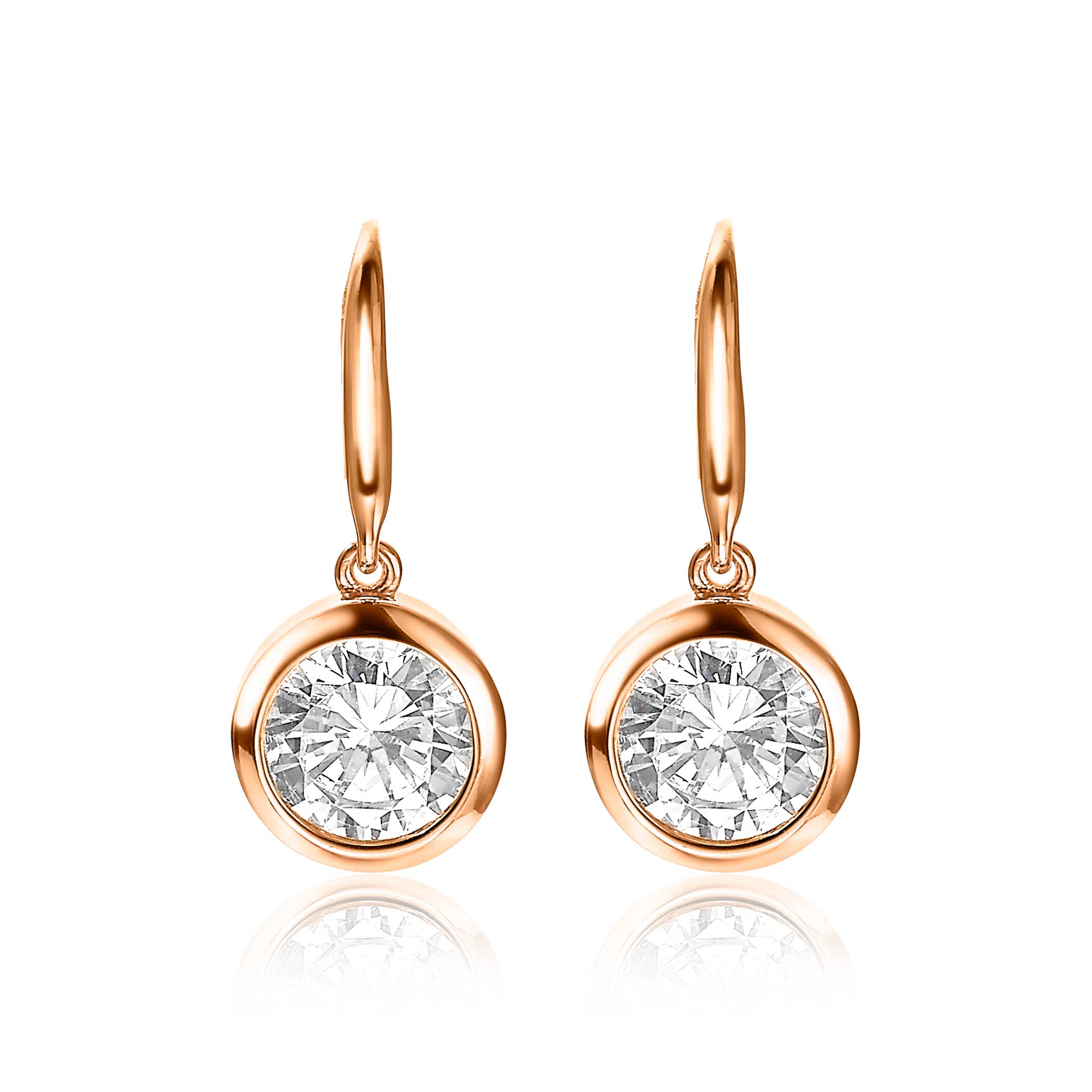 ZINZI silberne Ohrhänger rosé vergoldet  weiße Zirkonia 11mm ZIO3