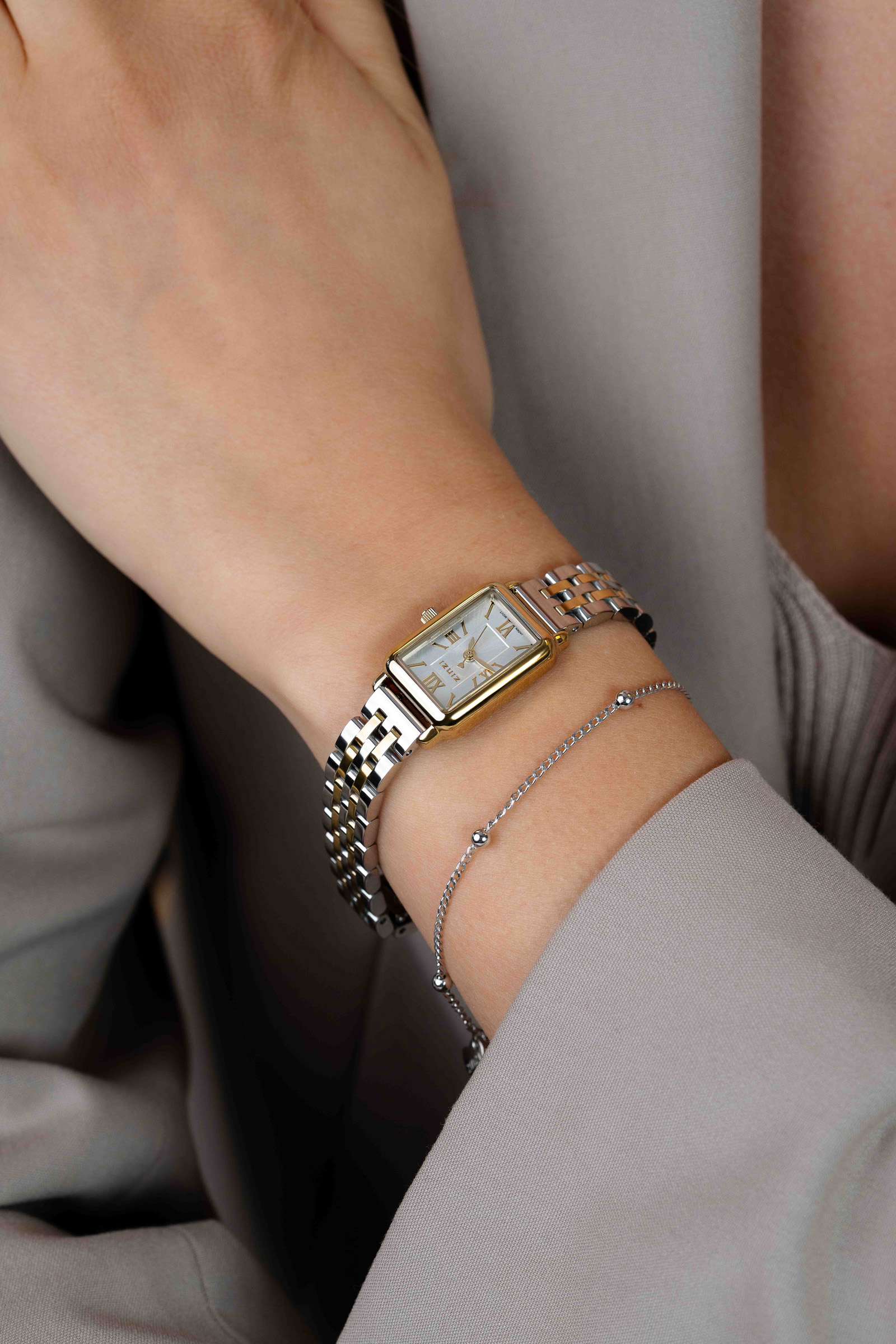 Zinzi horloge 22mm zilverkl.w.plaat bic.stln.band