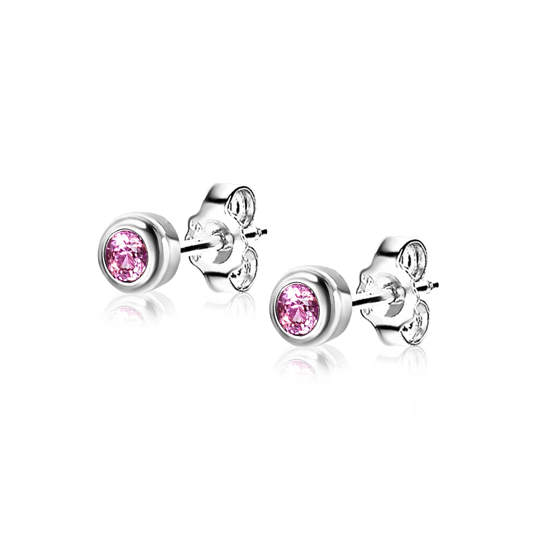 ZINZI zlv. oorkn.birthstones toermalijn cz
