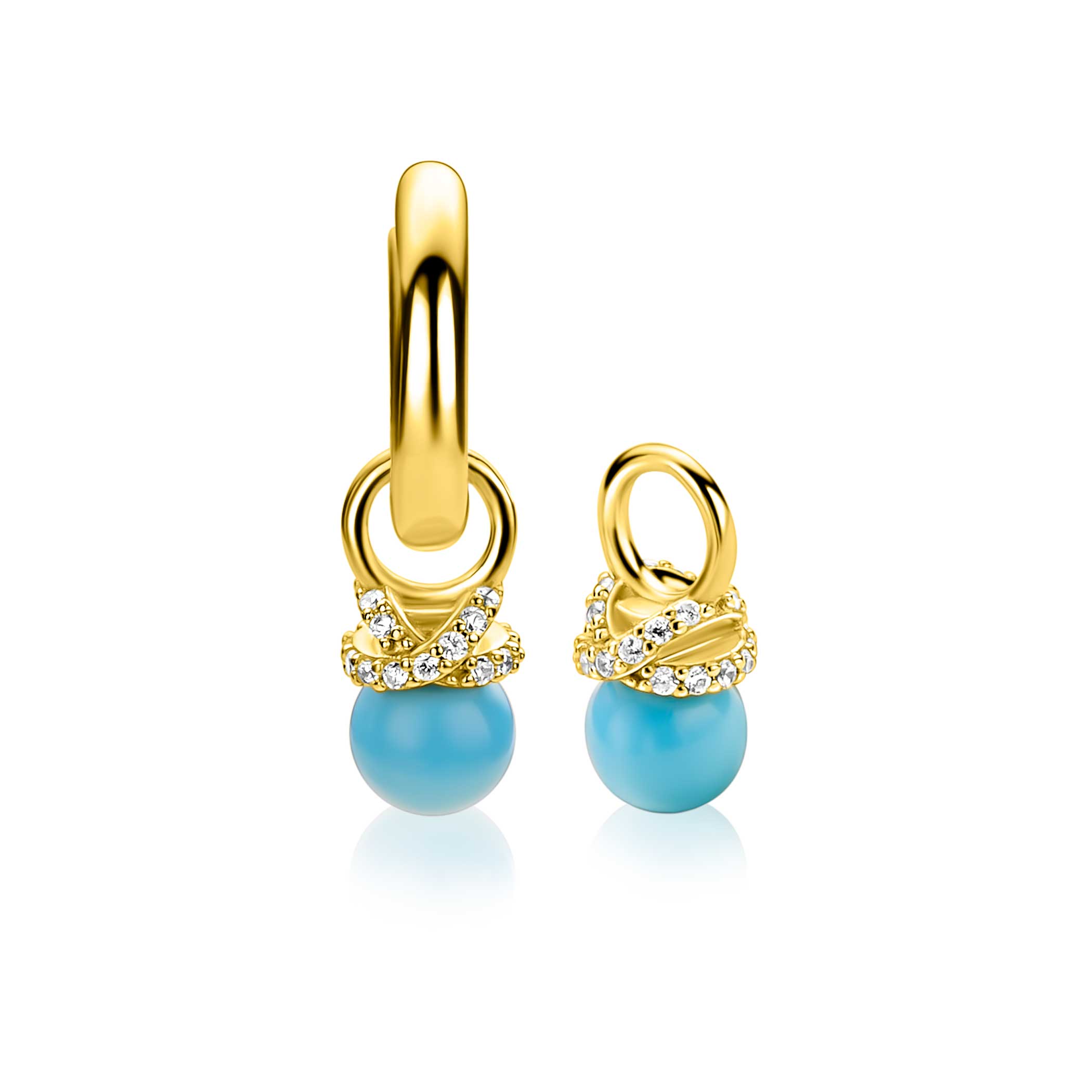 ZINZI zlv. oorbedels gg.verg.turquoise/zirc.in xvorm