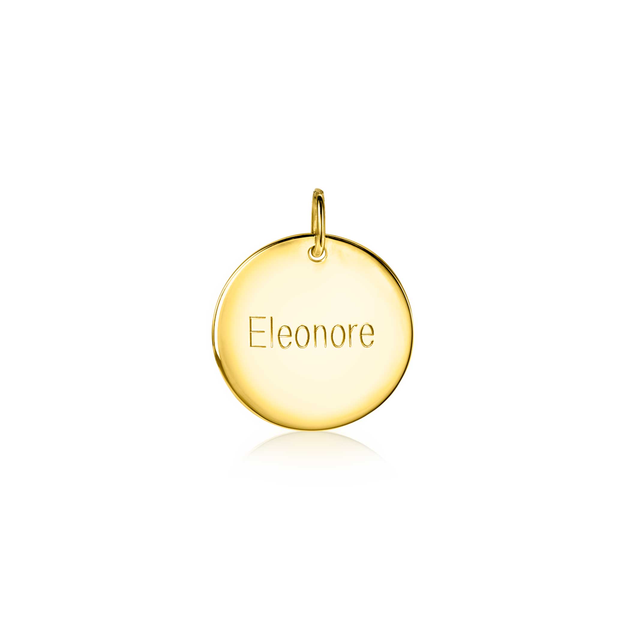 ZINZI zlv. hanger geel verguld rond plaatje 20mm