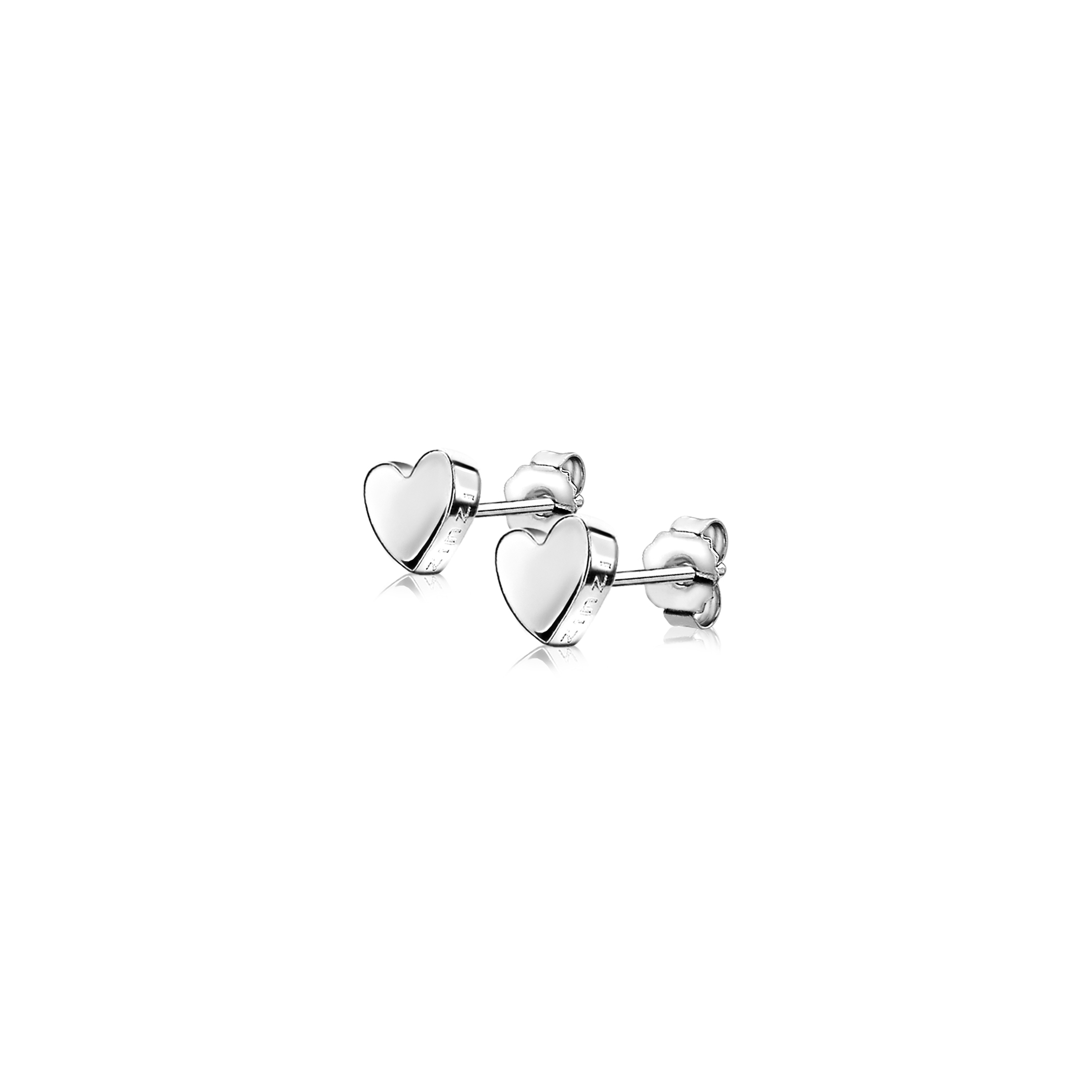 ZINZI silberne Ohrstecker glatt Herz 6mm ZIO1378