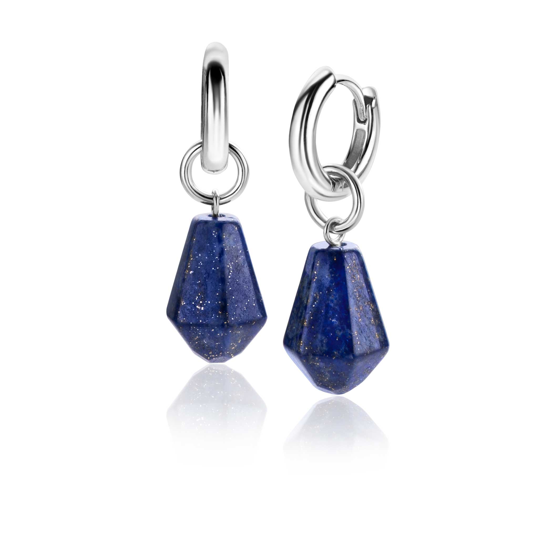 ZINZI zlv. oorbedels pegels lapis lazuli zlv.oog