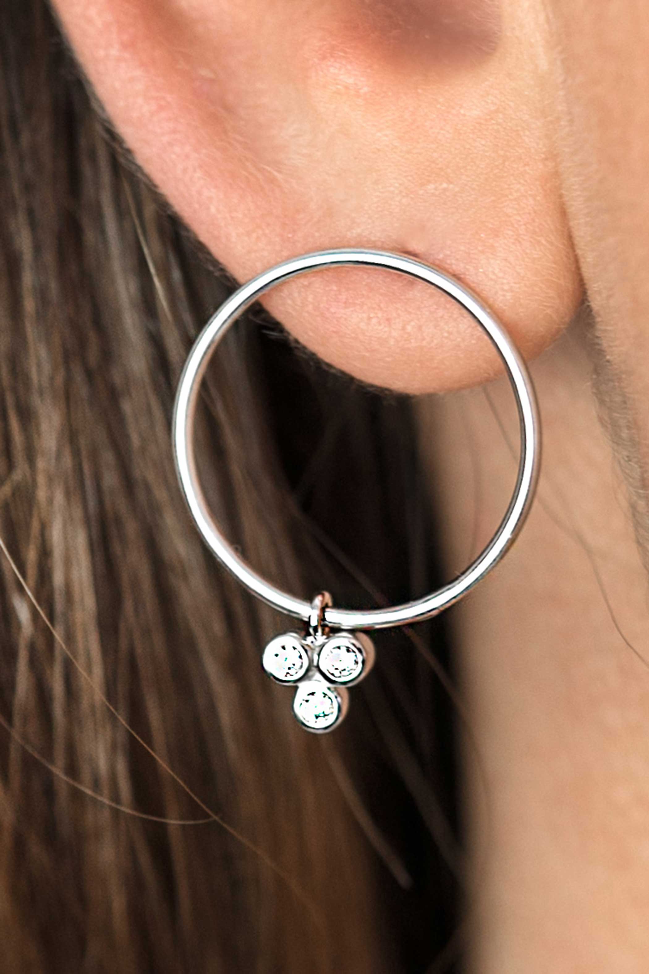 ZINZI silberne Ohrringe 20mm rund  weiß ZIO1829CR