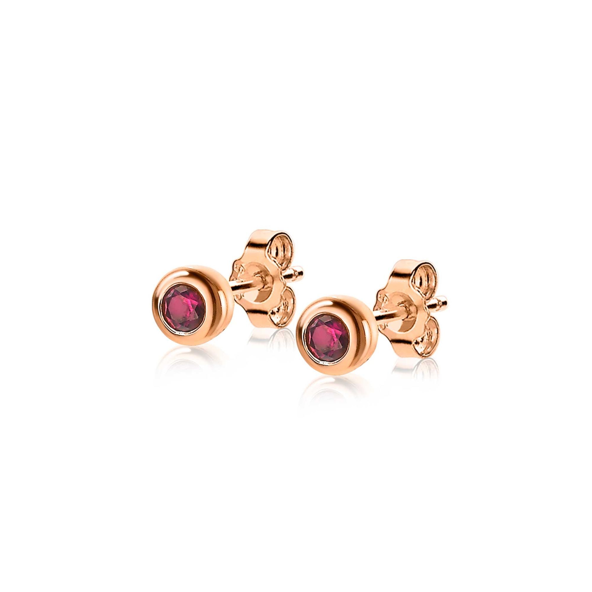 ZINZI silberne rosé vergoldete Ohrstecker 4mm roter Farbstein ZIO1177RR