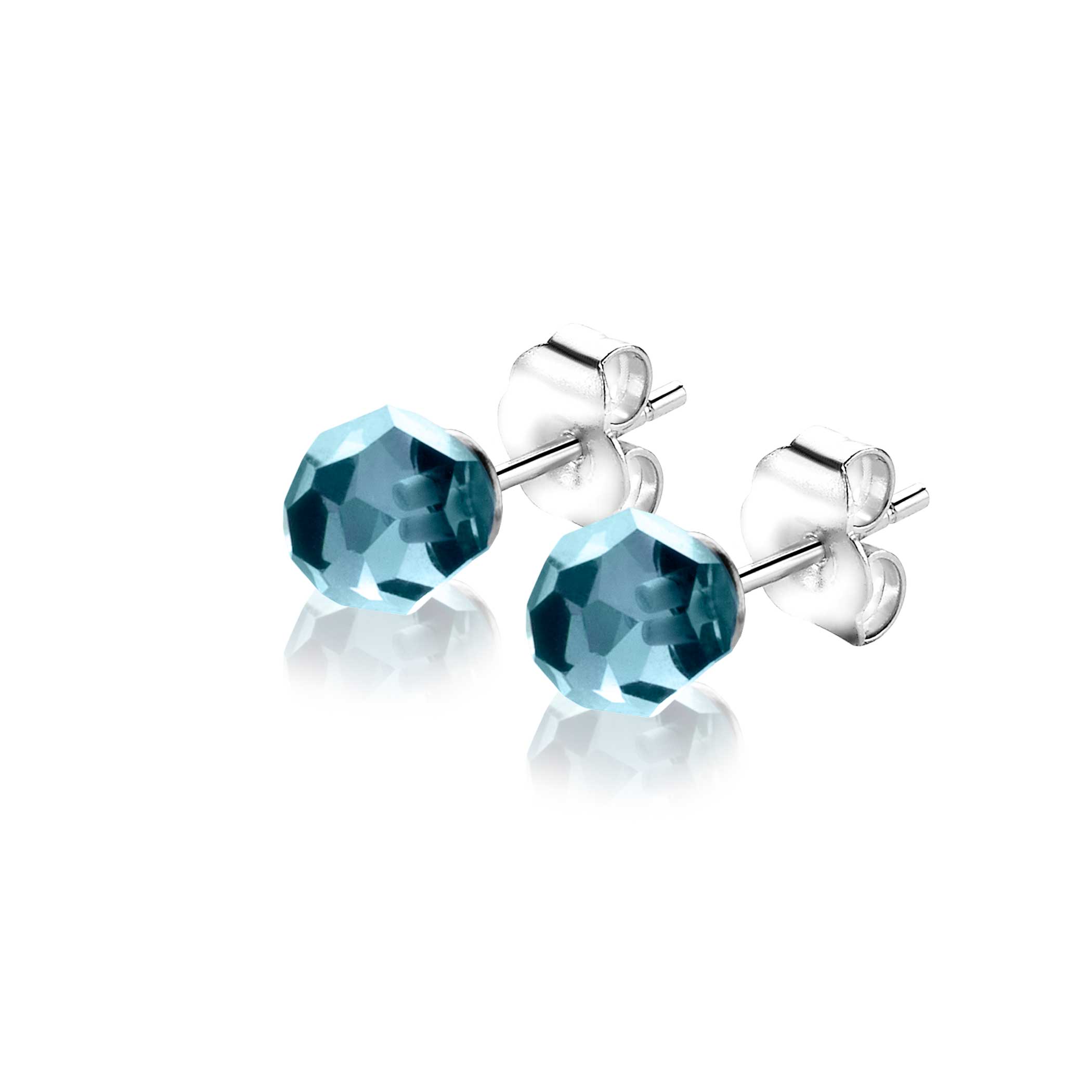 ZINZI zlv. oorknoppen blauwe bead
