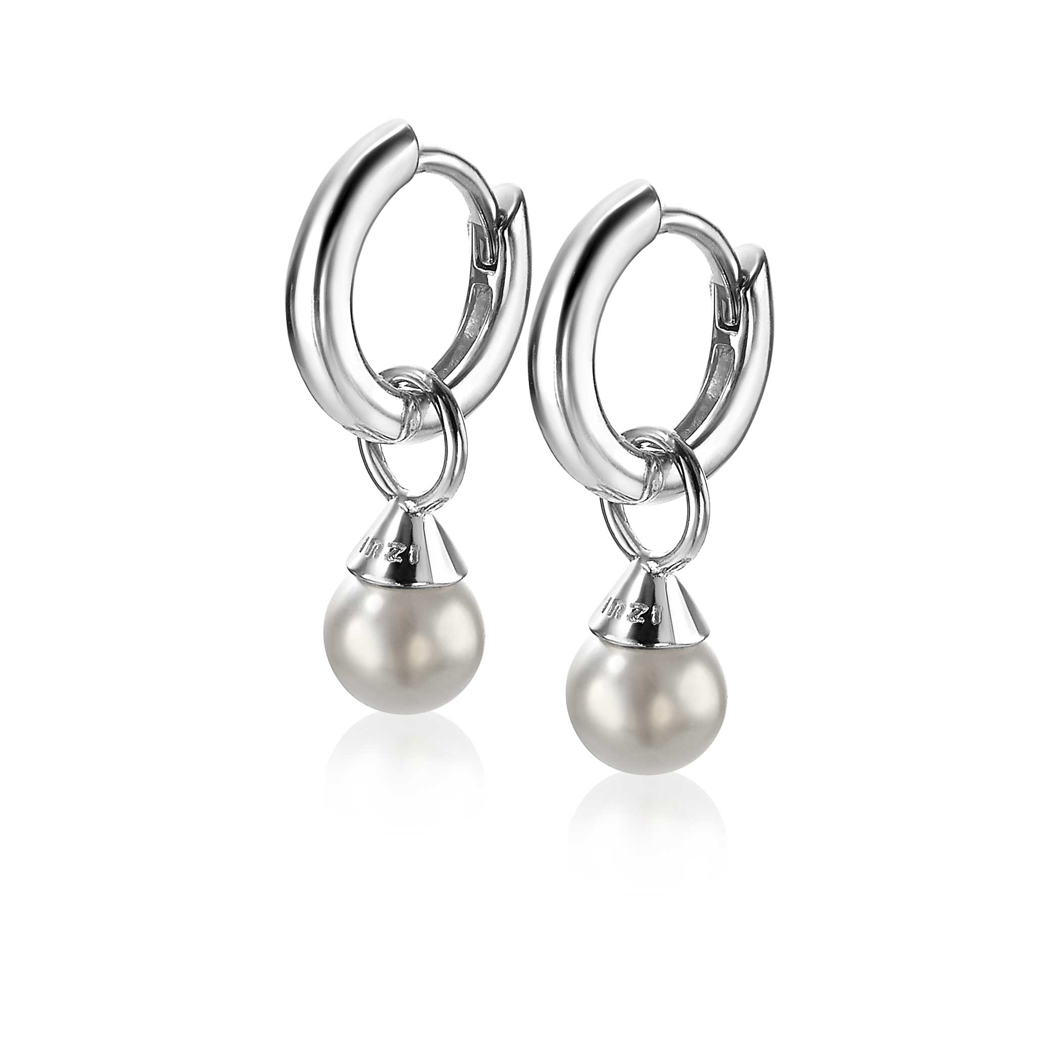 ZINZI silberne Ohrhänger Perlen hellgrau 6mm ZICH1749LG