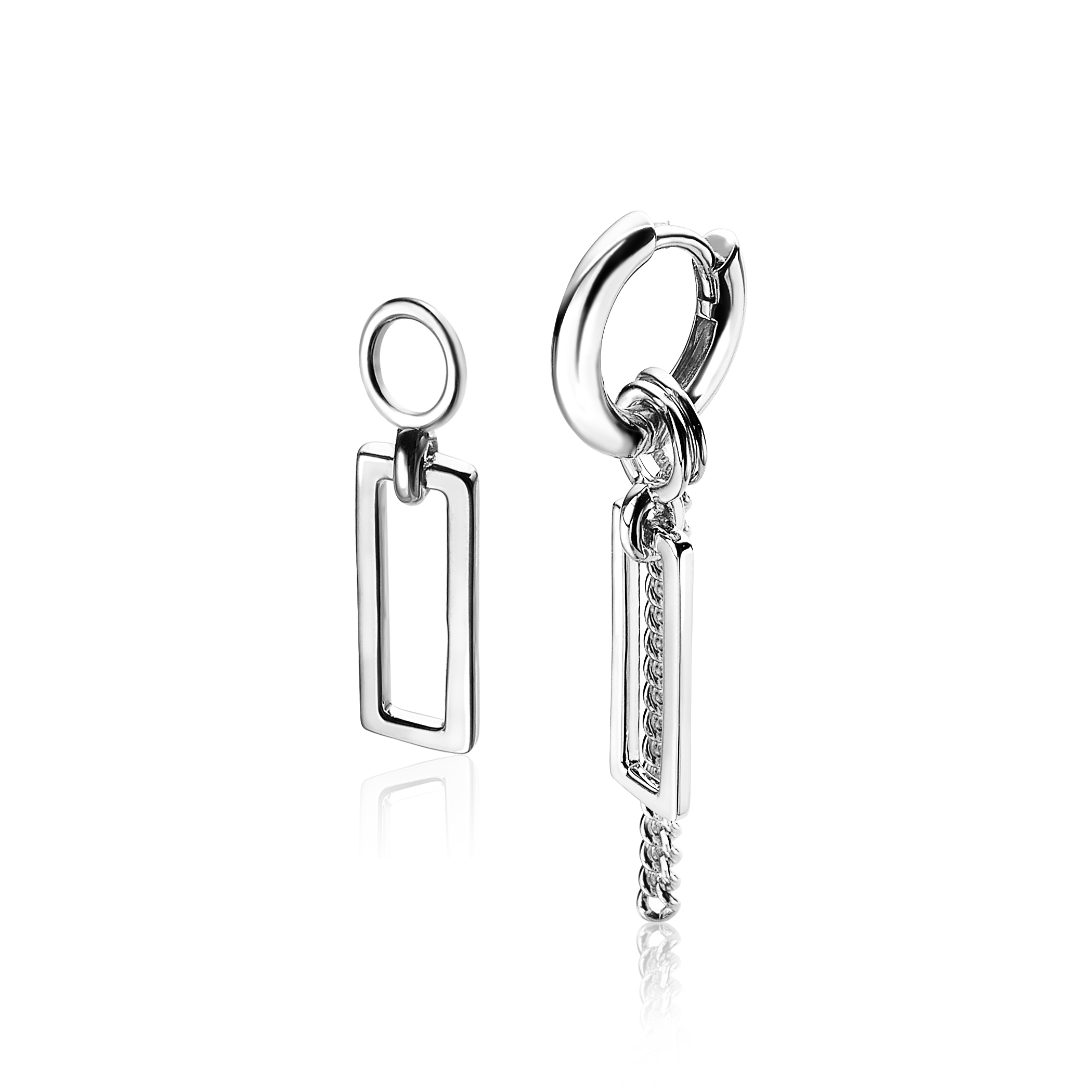 ZINZI silberne Ohrhänger offen Rechteck 14mm ZICH1692