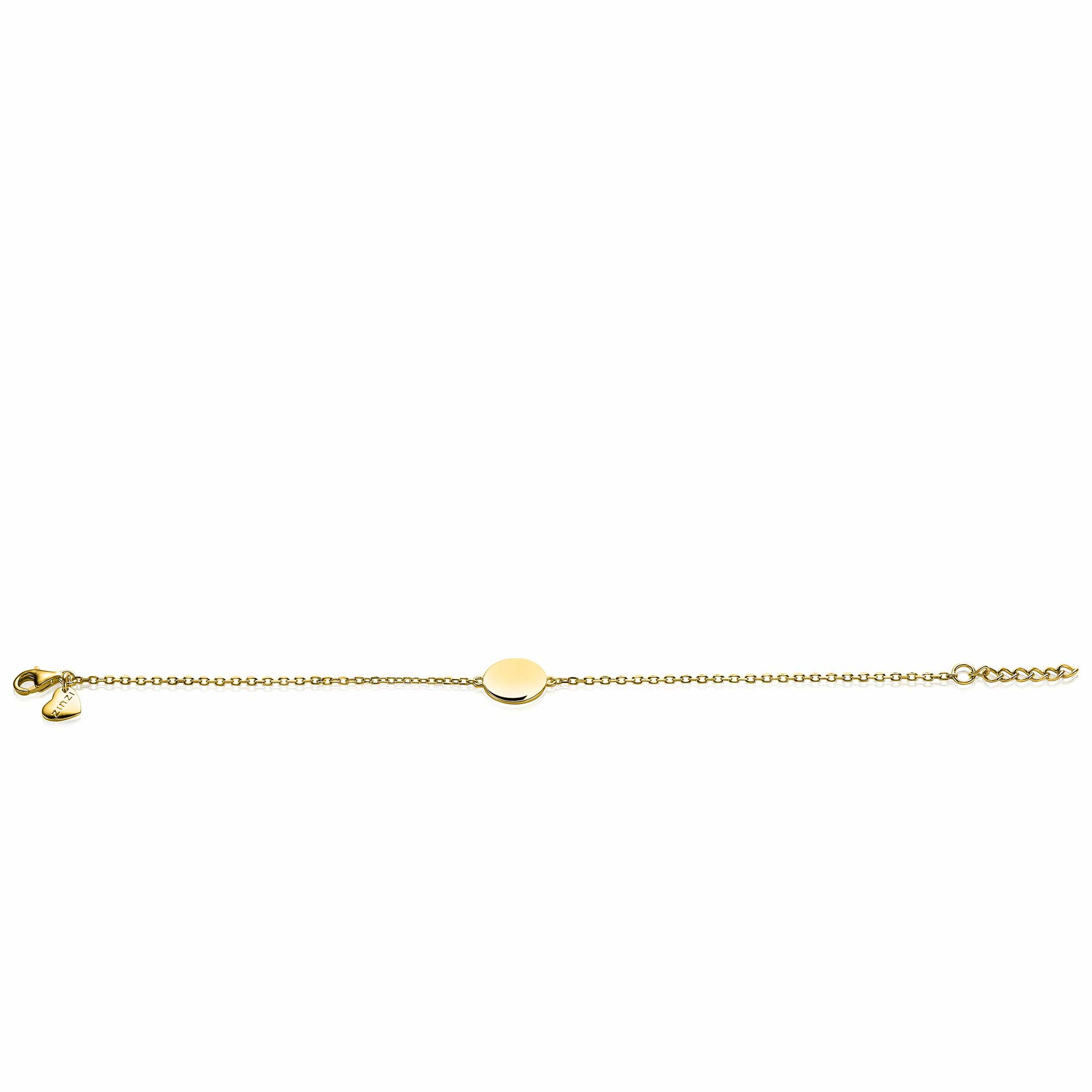 ZINZI zlv. armband gg.verg. met rond plaatje 11mm