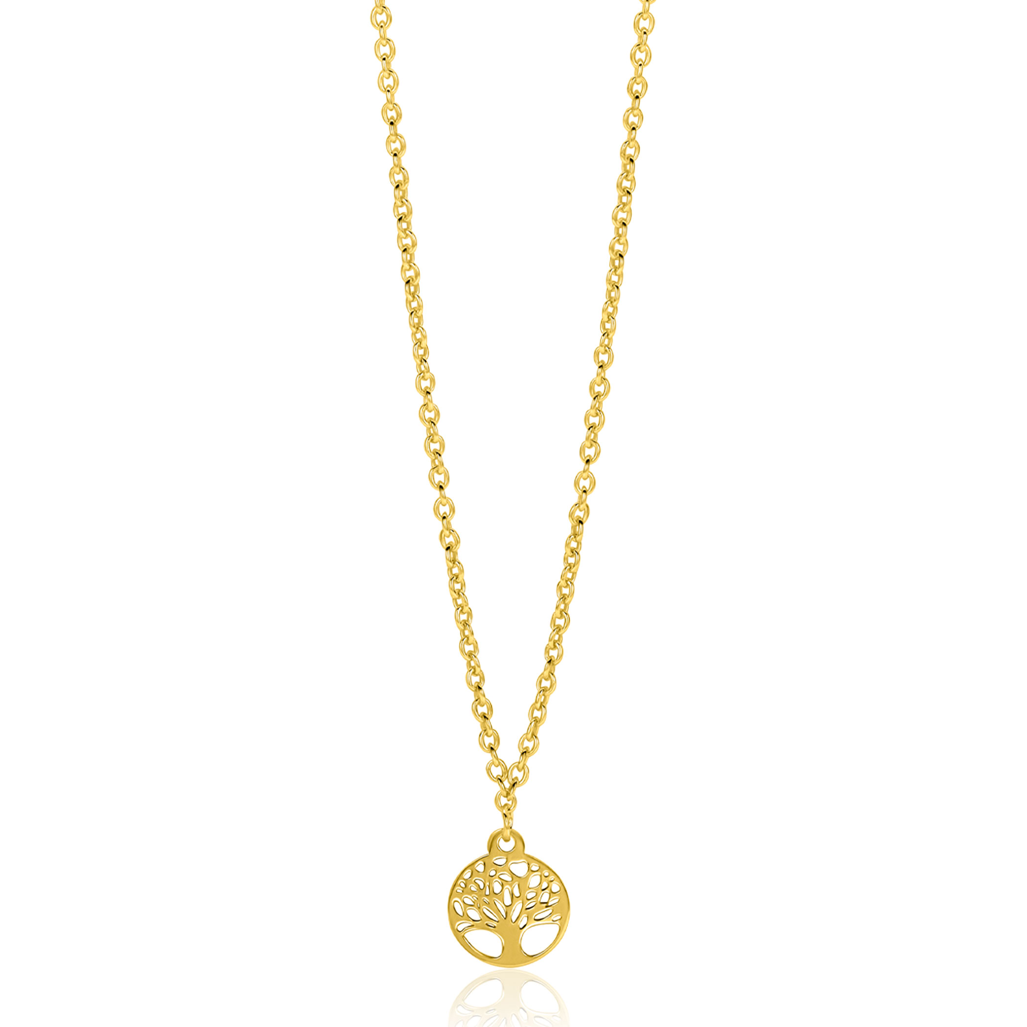 ZINZI zlv. collier gg.verg.met bedel levensboom