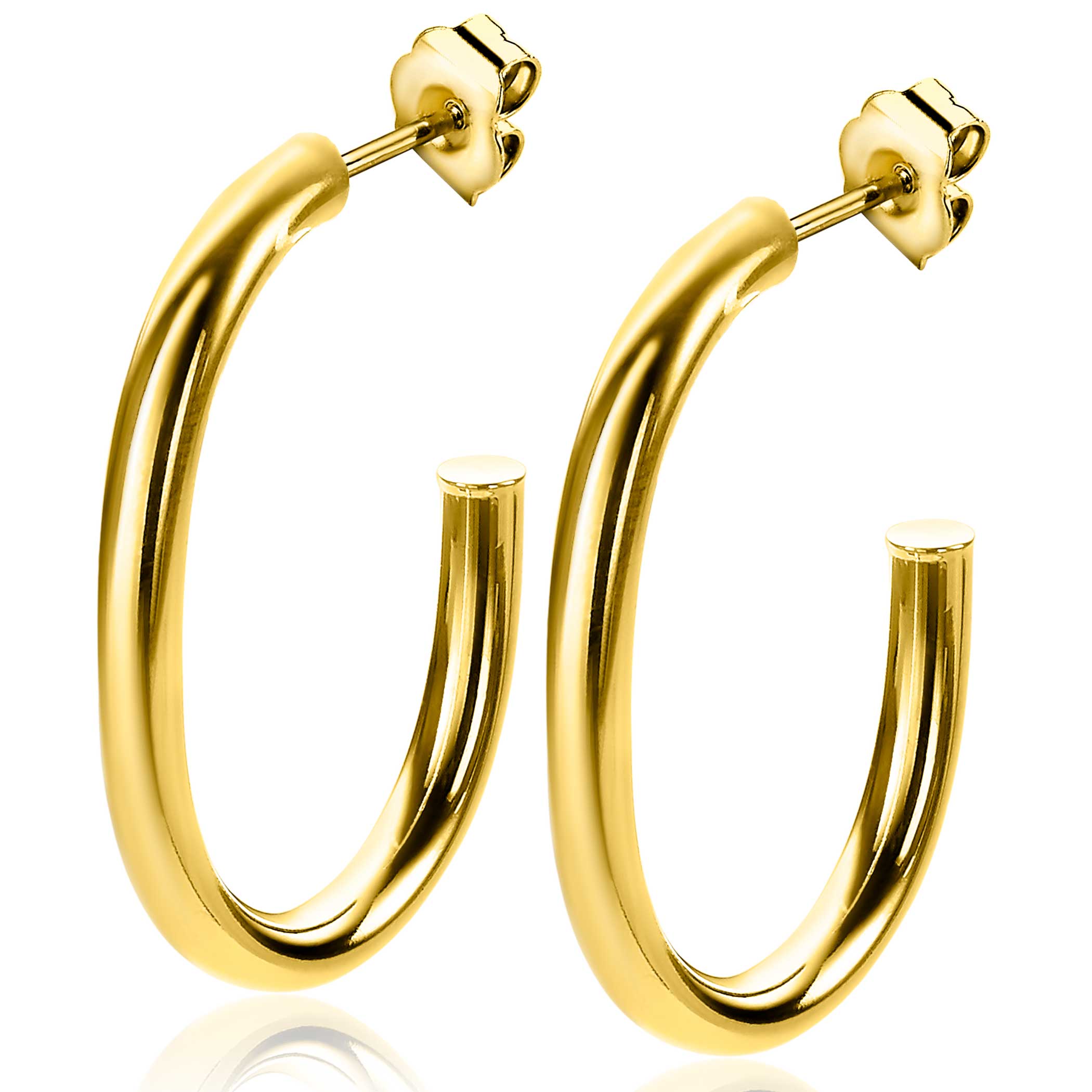 ZINZI silberne Ohrringe 14K gelb vergoldet offen Form 40x4mm oval ZIO2233G