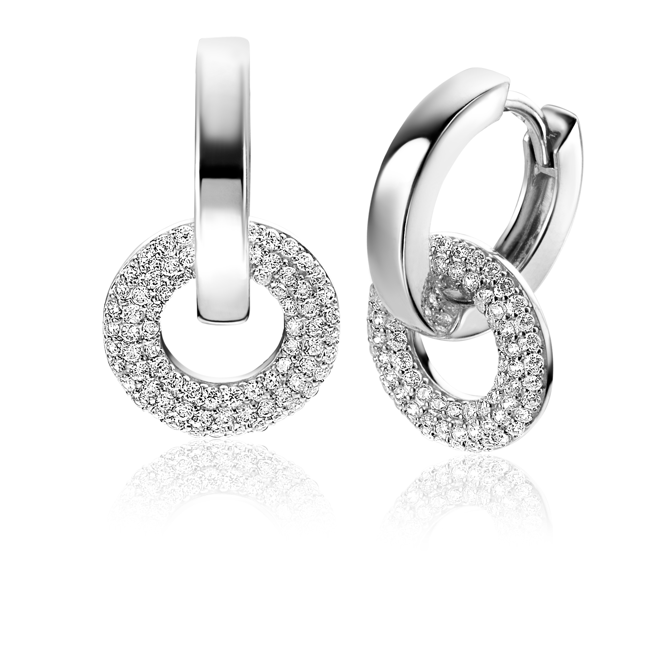 ZINZI zlv. oorbedels donut pave gezet zirconia's